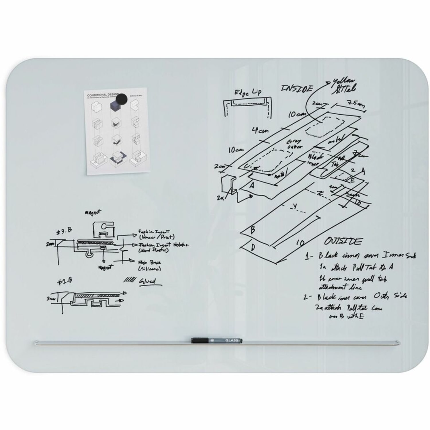 U Brands Magnetic Glass Dry-Erase Board, 48in X 36in, Frameless, Actual Size 47in X 35in (4849U00-01) - Image 5