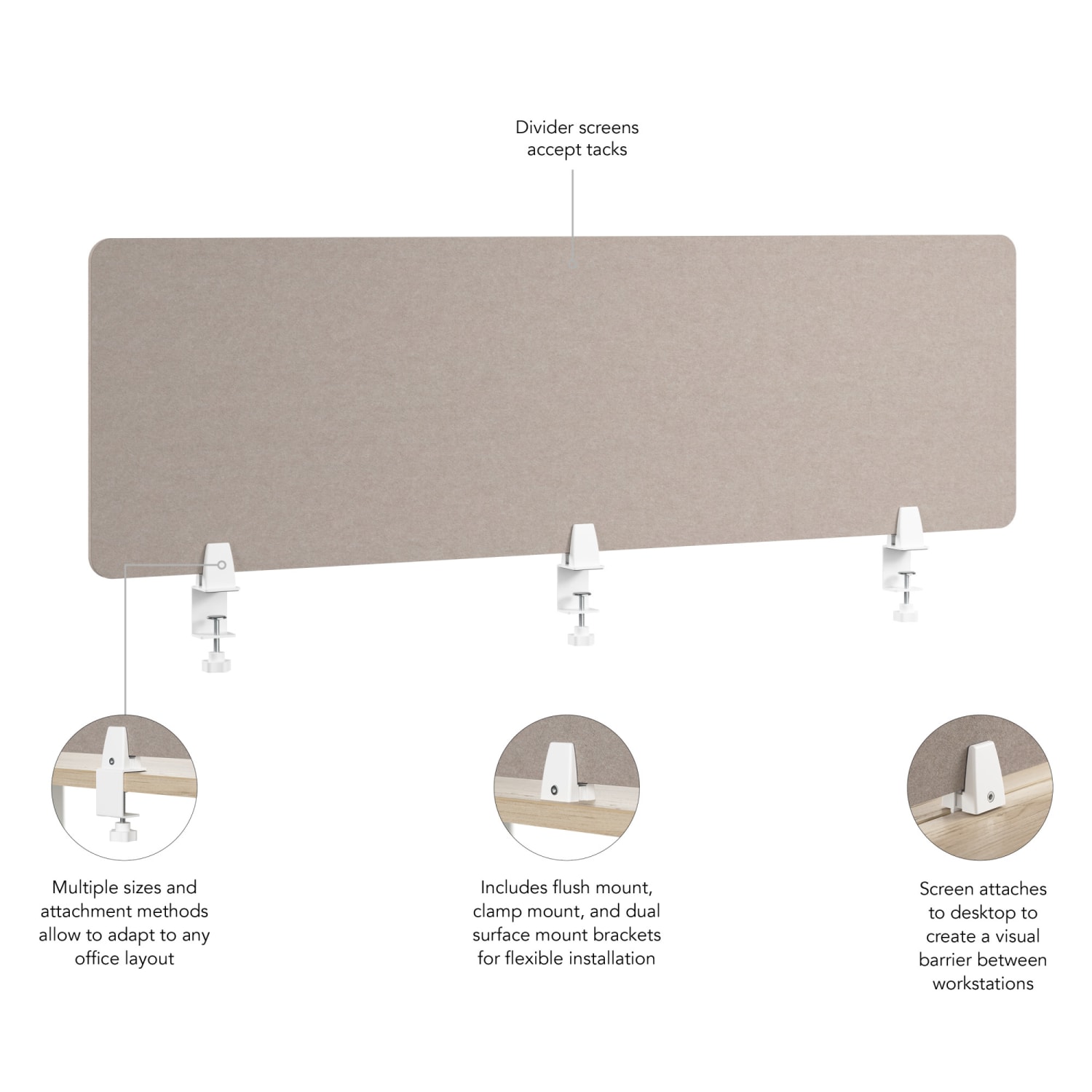 WorkPro Motiva Desktop Privacy Screen, 18inH x 58inW x 2inD, Warm Beige, Standard Delivery - Image 5