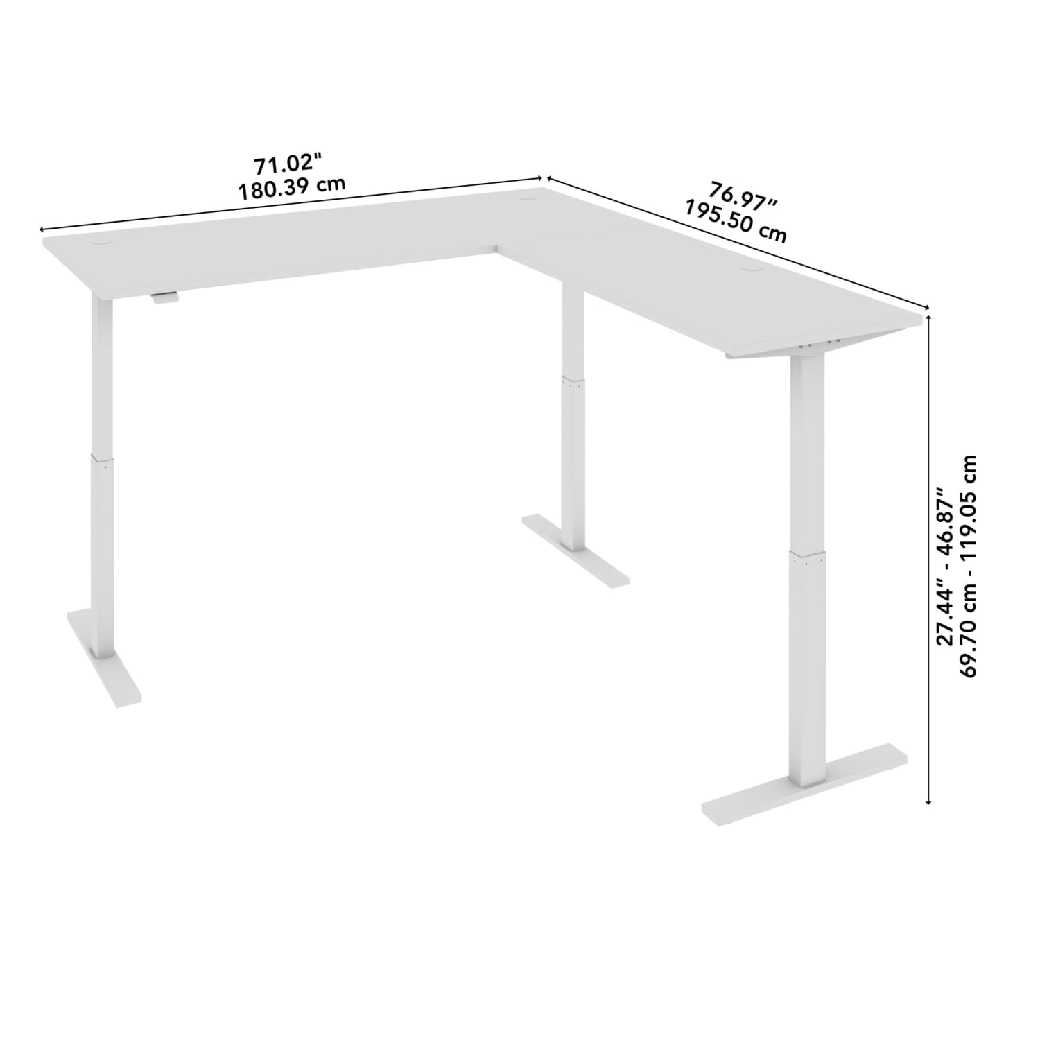 Bush Business Furniture Move 60 Series 72inW Height Adjustable L Shaped Standing Desk, White/White Powder Coat, Standard Delivery - Image 5