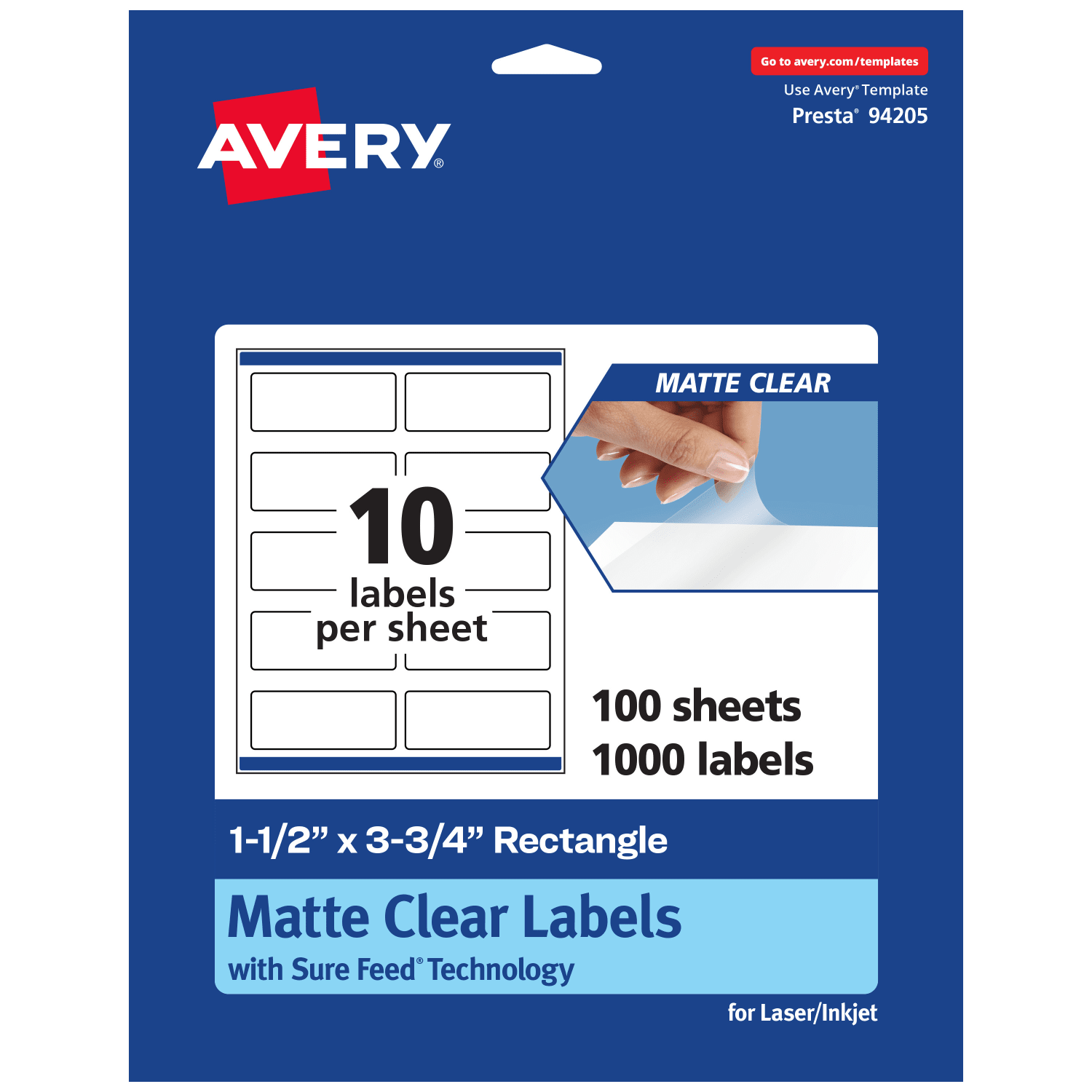 Avery Permanent Labels With Sure Feed, 94205-CMF100, Rectangle, 1-1/2in x 3-3/4in, Matte Clear, Pack Of 1,000 - Image 3