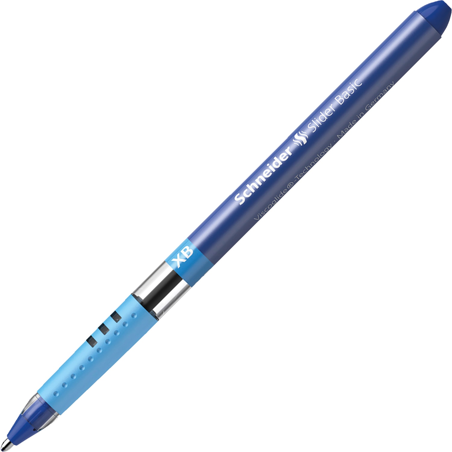 Schneider Slider Basic XB Ballpoint Pens - Extra Broad  - 1.4 mm Pen Point Size - Blue Ink - Rubberized Barrel - Stainless Steel Tip - 10 / Box - Image 4