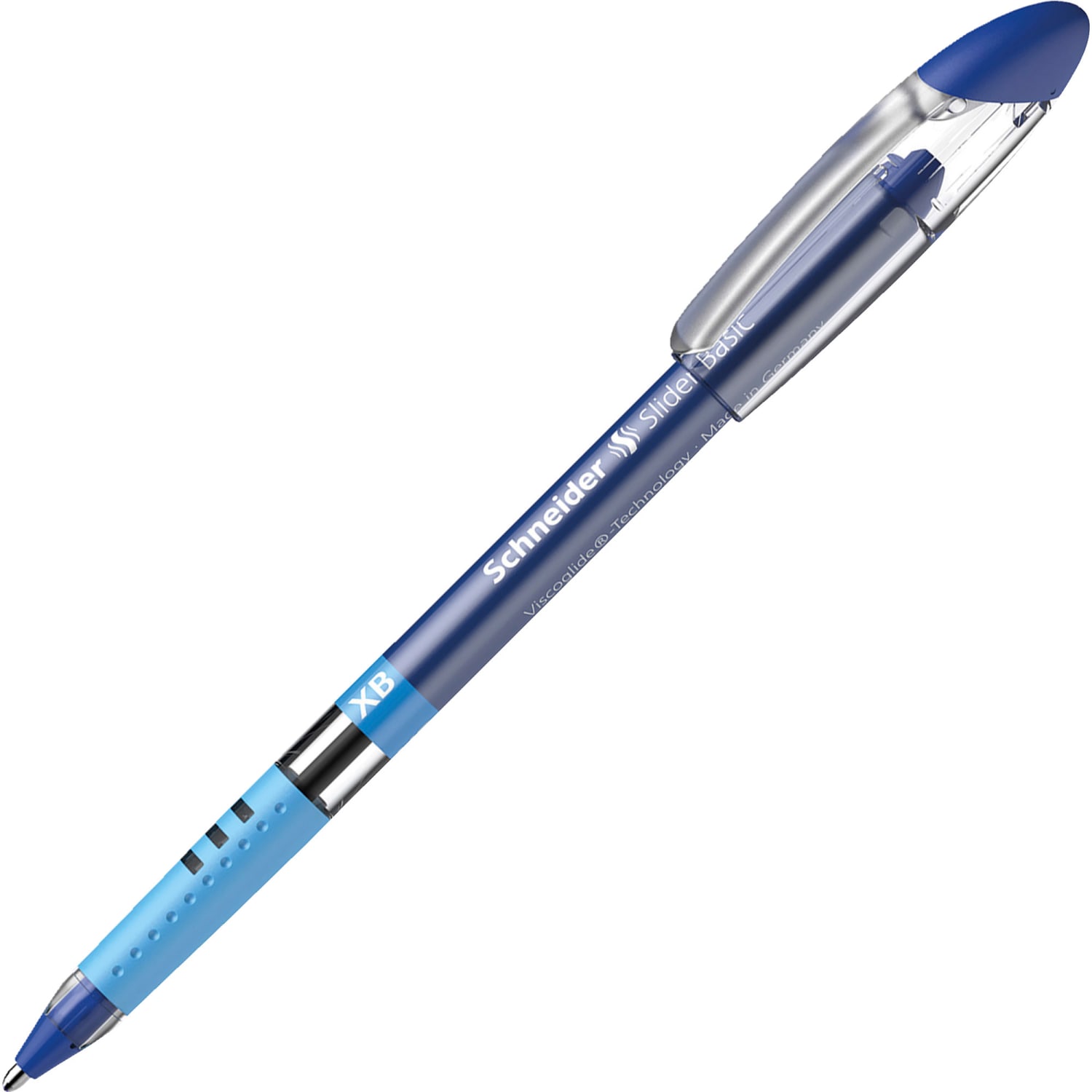 Schneider Slider Basic XB Ballpoint Pens - Extra Broad  - 1.4 mm Pen Point Size - Blue Ink - Rubberized Barrel - Stainless Steel Tip - 10 / Box - Image 5