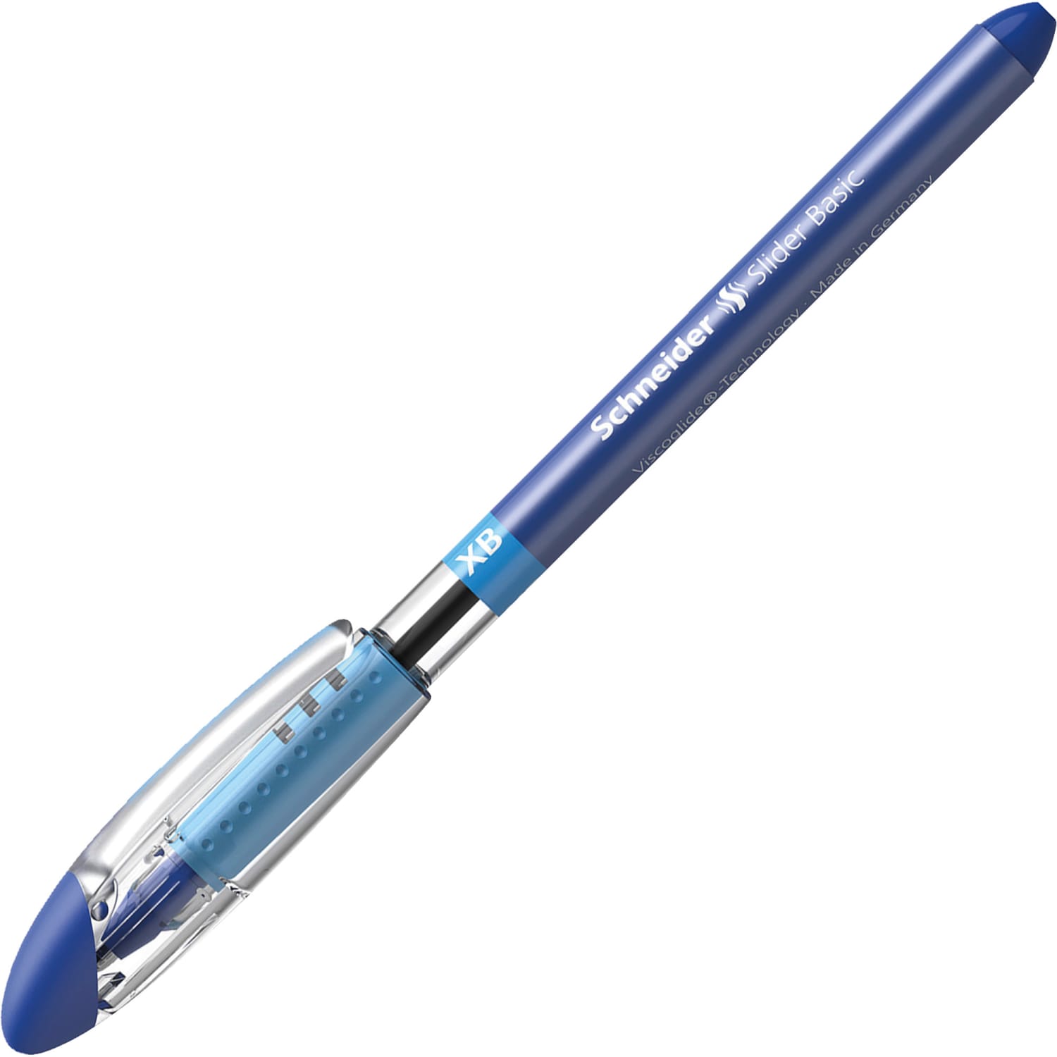 Schneider Slider Basic XB Ballpoint Pens - Extra Broad  - 1.4 mm Pen Point Size - Blue Ink - Rubberized Barrel - Stainless Steel Tip - 10 / Box - Image 6