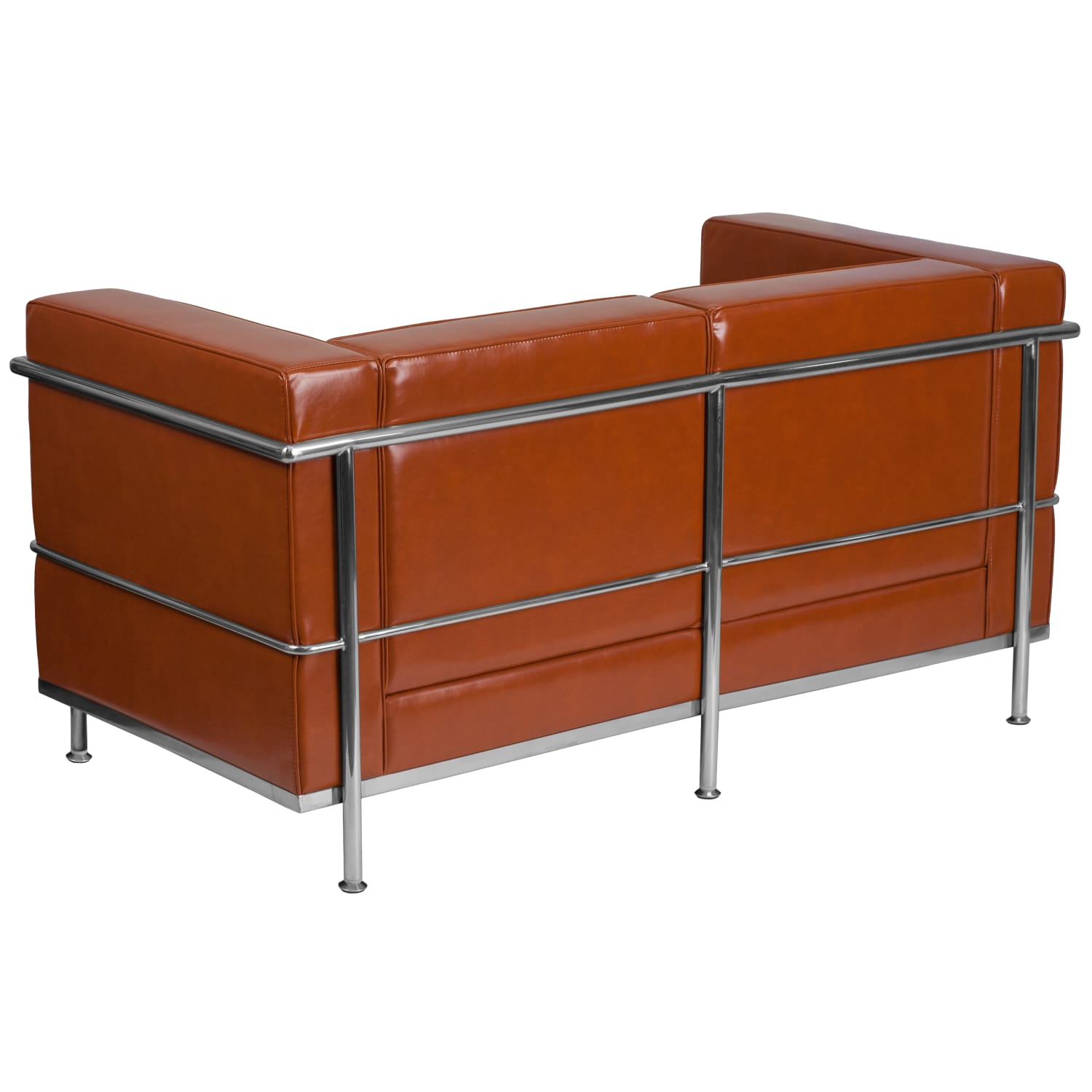 Flash Furniture HERCULES Regal Series Contemporary Leathersoft Loveseat with Double Bar Encasing Frame Cognac PopularChairscom Flash Furniture HERCULES Regal Series Contemporary Leathersoft Loveseat with Double Bar Encasing Frame Cognac PopularChairscom