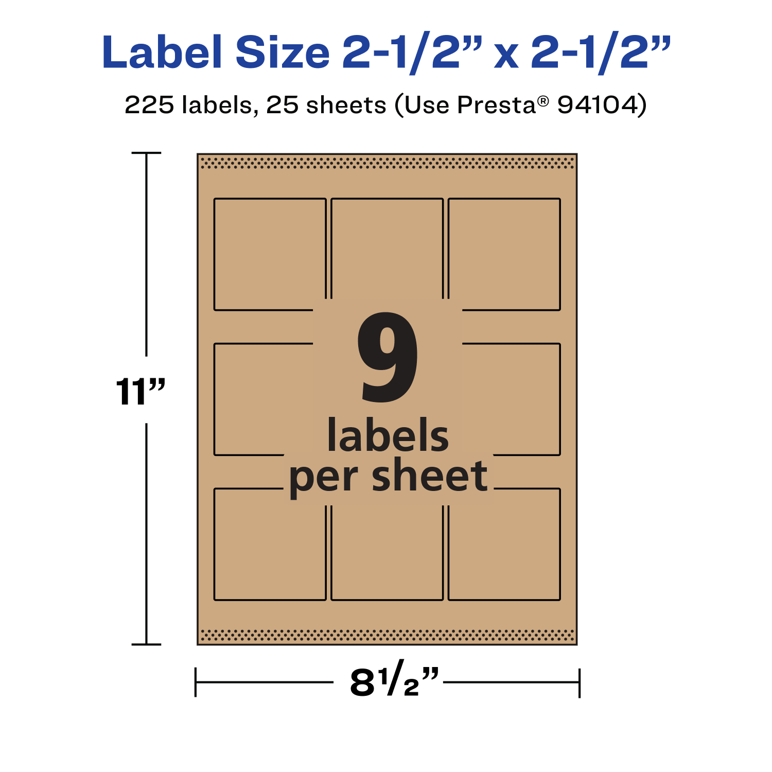 Avery Kraft Permanent Labels With Sure Feed, 94104-KMP25, Square, 2-1/2in x 2-1/2in, Brown, Pack Of 225 - Image 6