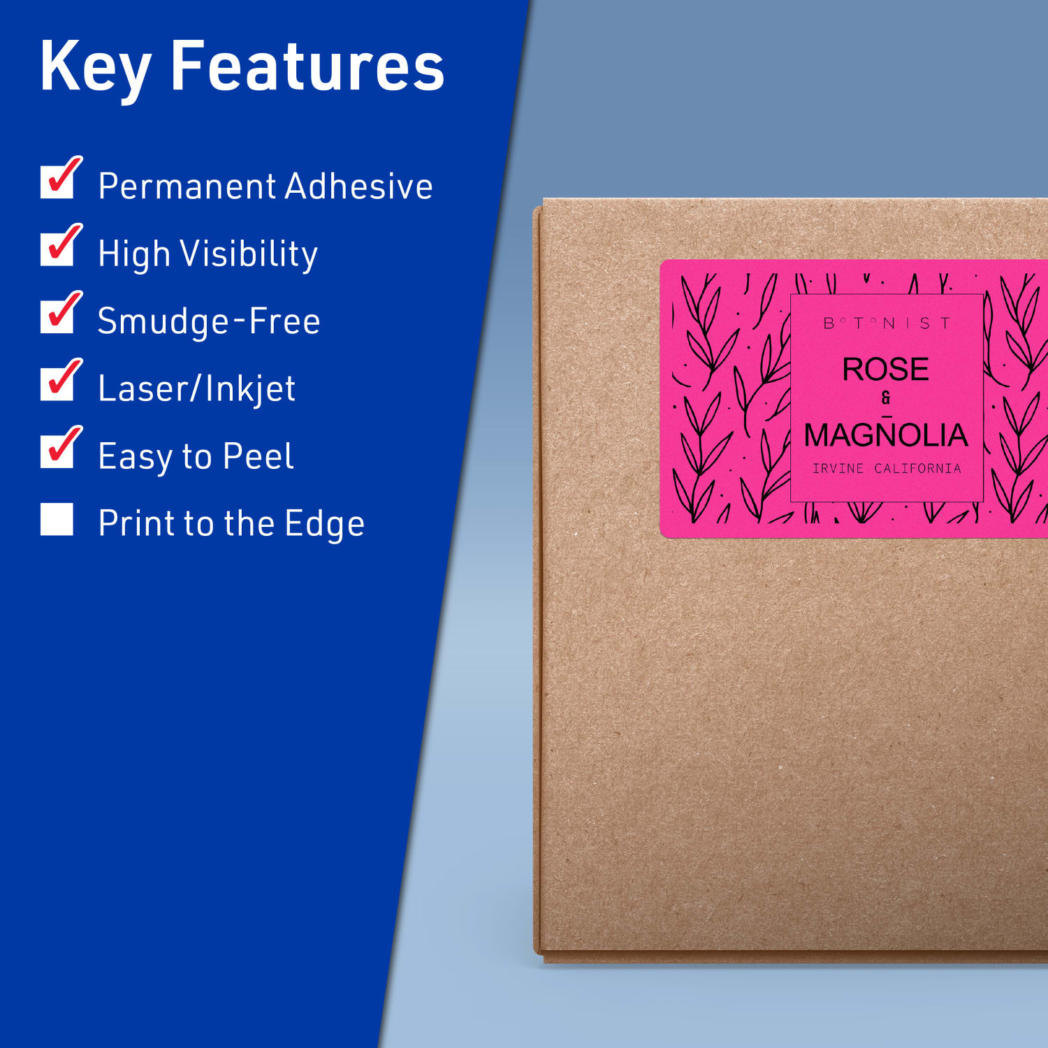 Avery Printable Labels With Sure Feed Technology, 94257-NMP40, Rectangle, 5in x 6in, Matte Neon Magenta, Pack of 80 - Image 3