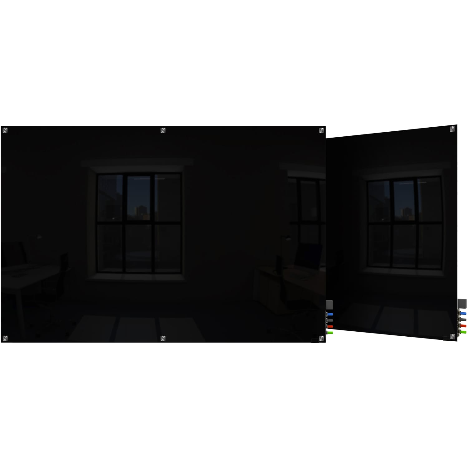 Ghent Harmony Magnetic Glass Dry-Erase Board, 48in x 60in, Black - Image 3