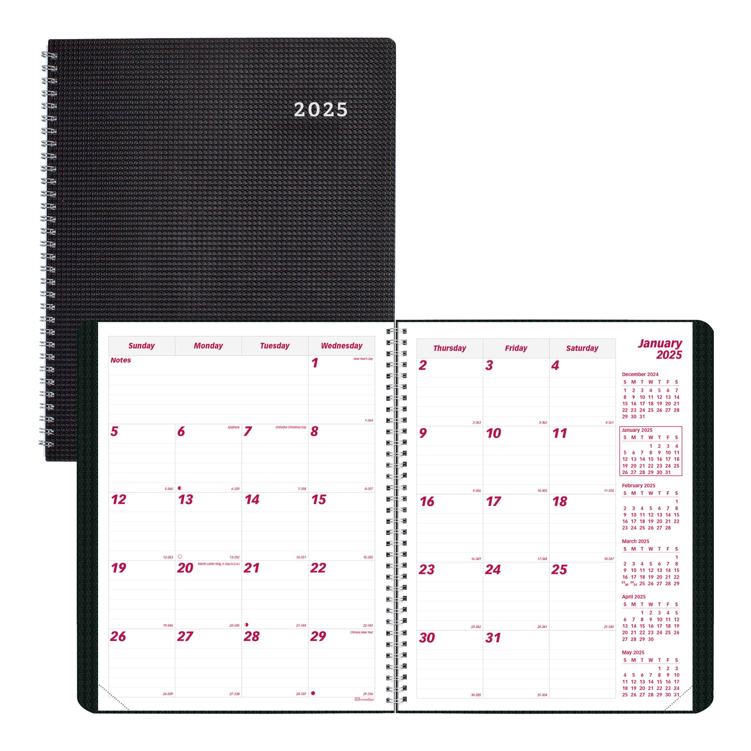 2024-2026 Brownline 14-Month DuraFlex Monthly Planner, 11in x 8-1/2in, 50% Recycled, Black, December To January, CB1262V.BLK - Image 3