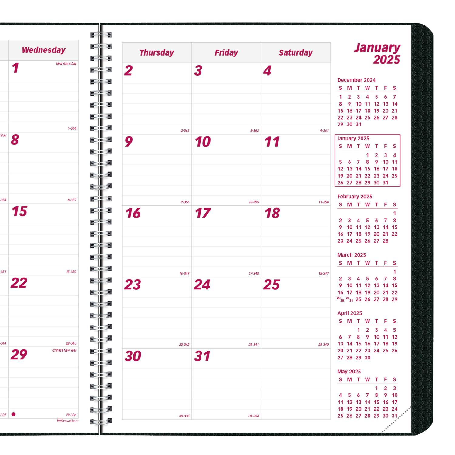 2024-2026 Brownline 14-Month DuraFlex Monthly Planner, 11in x 8-1/2in, 50% Recycled, Black, December To January, CB1262V.BLK - Image 5