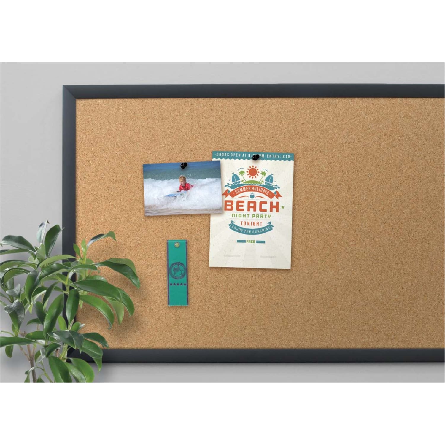 U Brands Cork Bulletin Board, 48in X 36in, Black Wood Frame, Actual Size 47in X 35in (2876U00-01)