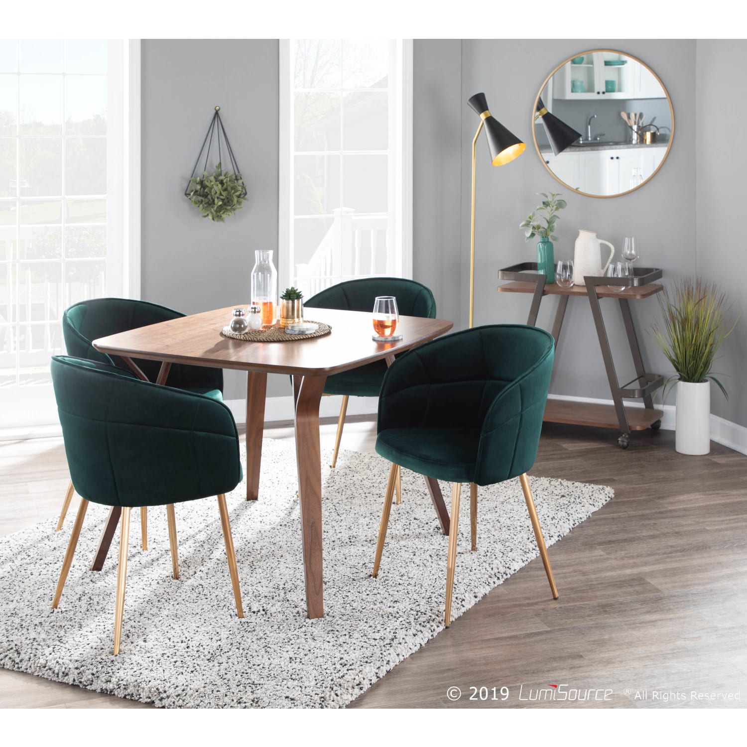 LumiSource Lindsey Chair, Green/Gold - Image 4