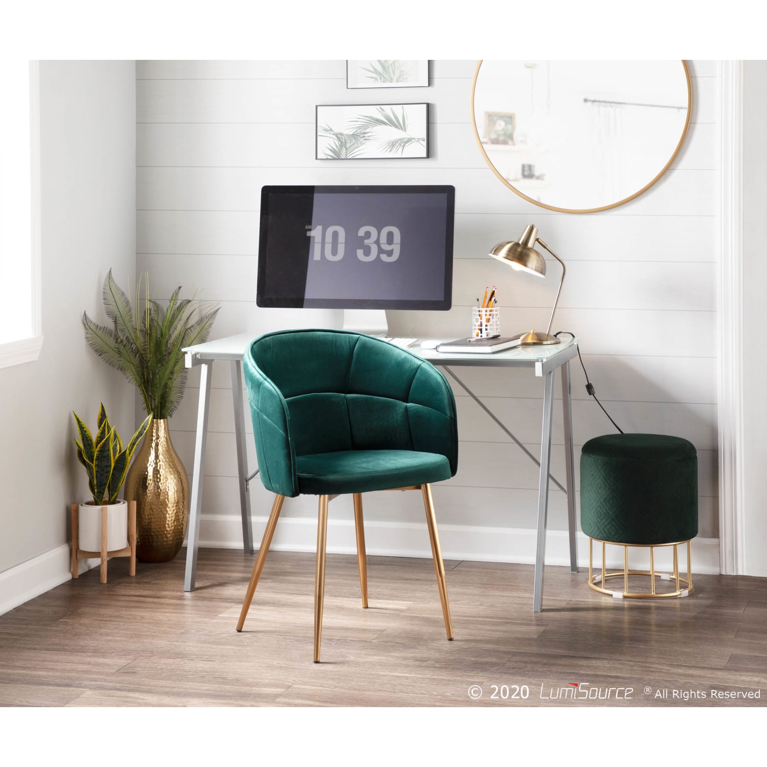 LumiSource Lindsey Chair, Green/Gold - Image 5