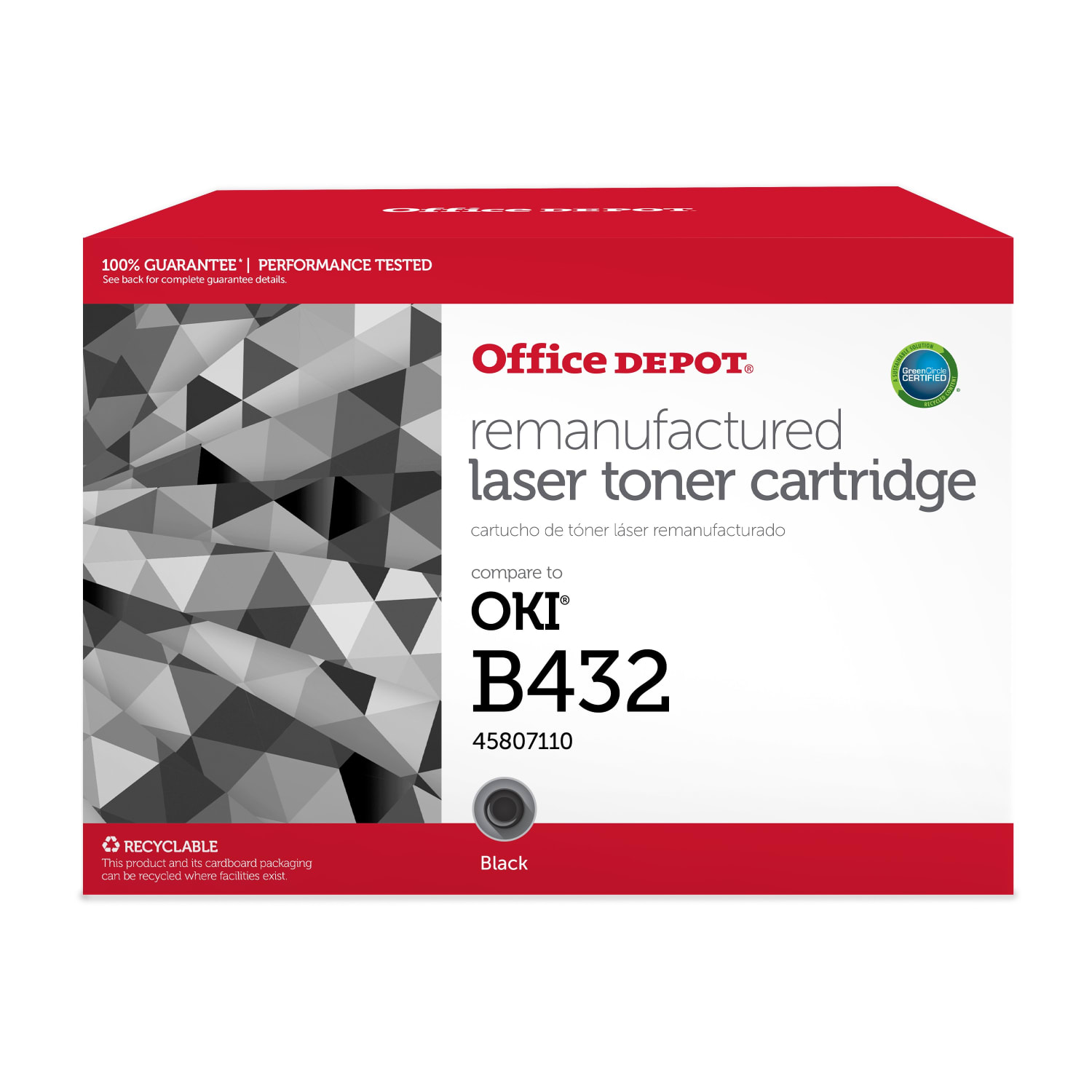 Office Depot Black Toner Cartridge Replacement for Okidata B432, ODB432