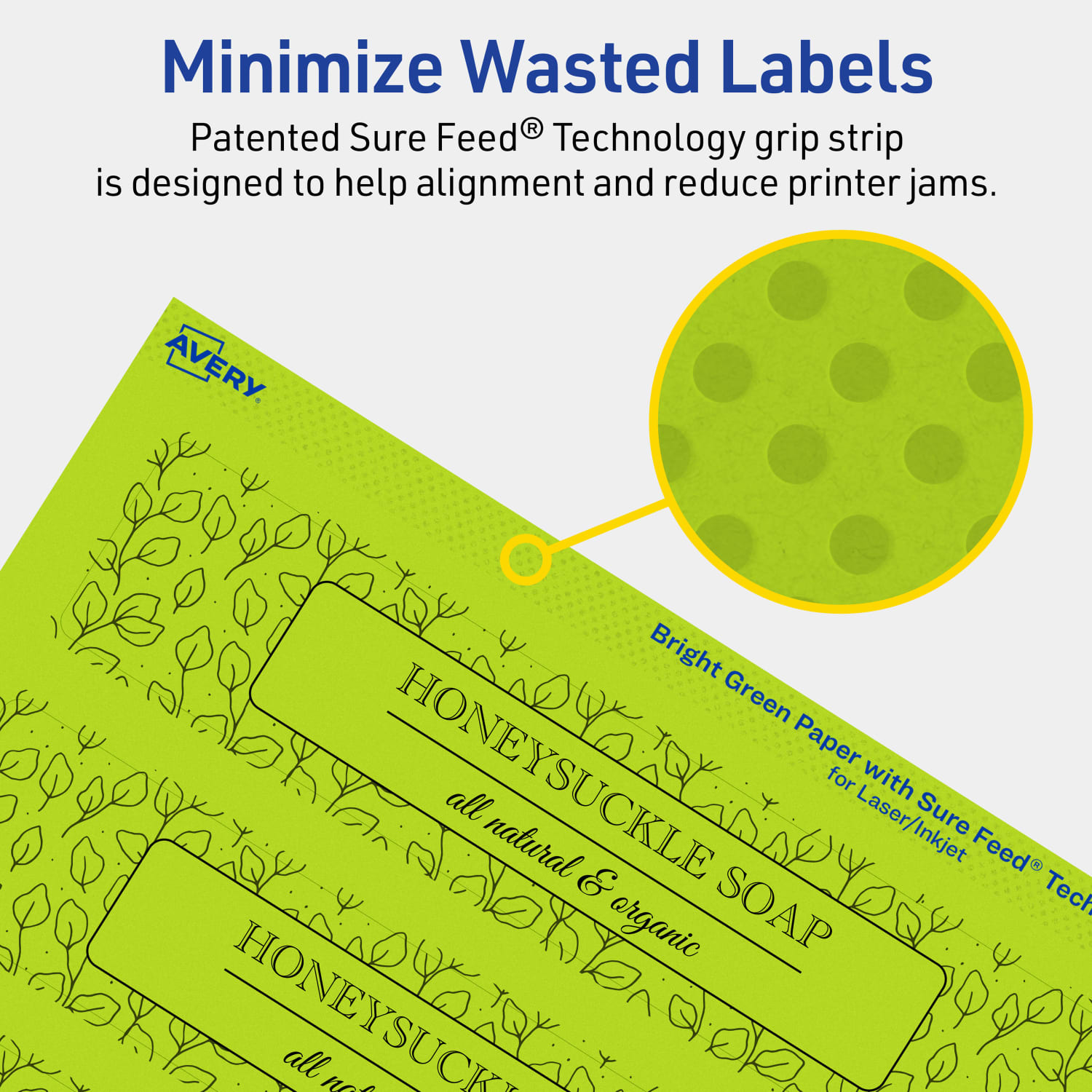 Avery Print-To-The-Edge Labels With Sure Feed Technology, 94231-BGP40, Rectangle, 1-1/2in x 7-1/2in, Matte Bright Green, Pack of 200 - Image 5