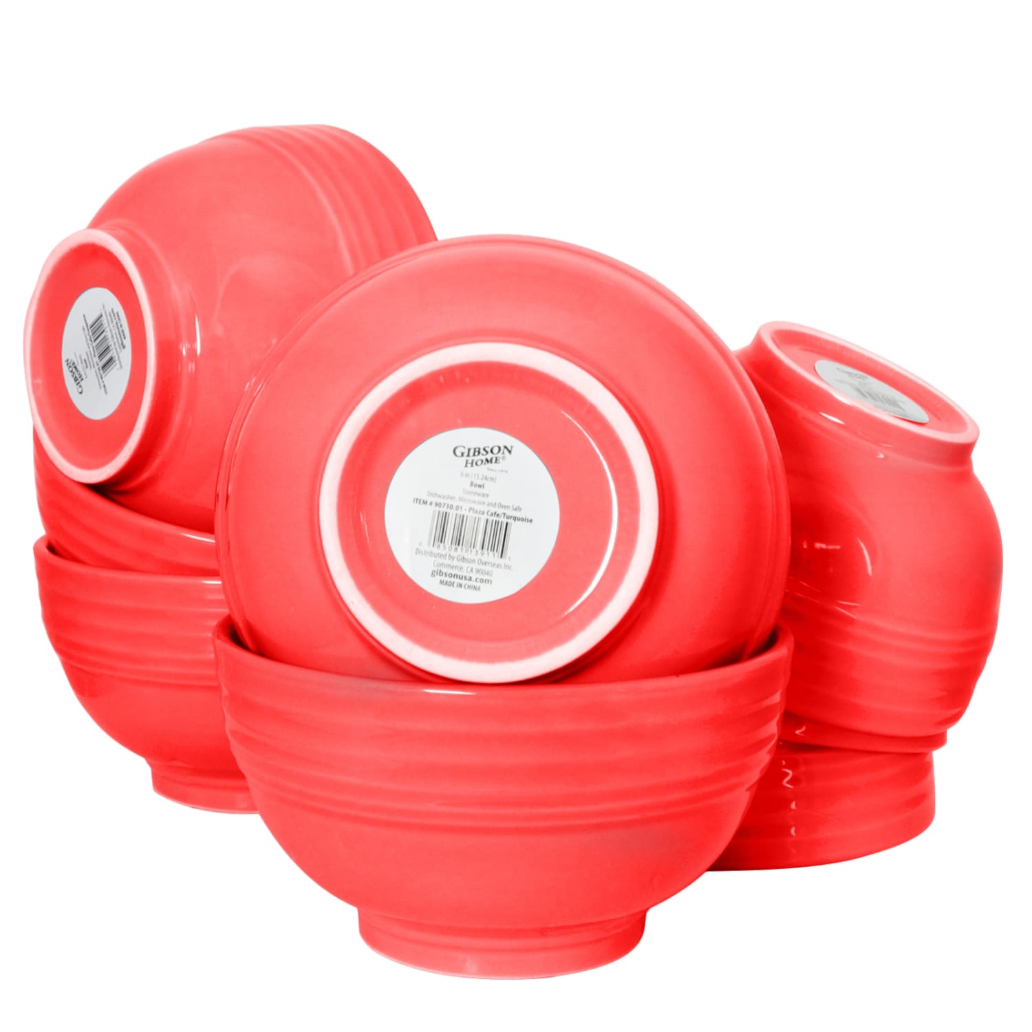 Gibson Home Plaza Cafe 8-Piece Bowl Set, 22 Oz, Red - Image 5