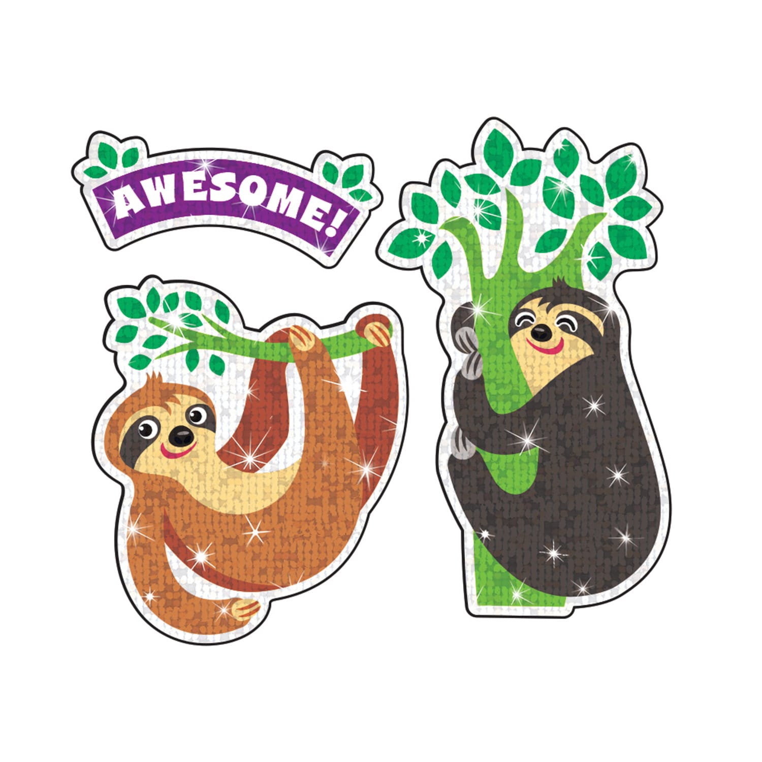 Trend Thoughtful Sloths Sparkle Stickers, Assorted Colors, 32 Stickers Per Pack, Set Of 6 Packs - Image 4