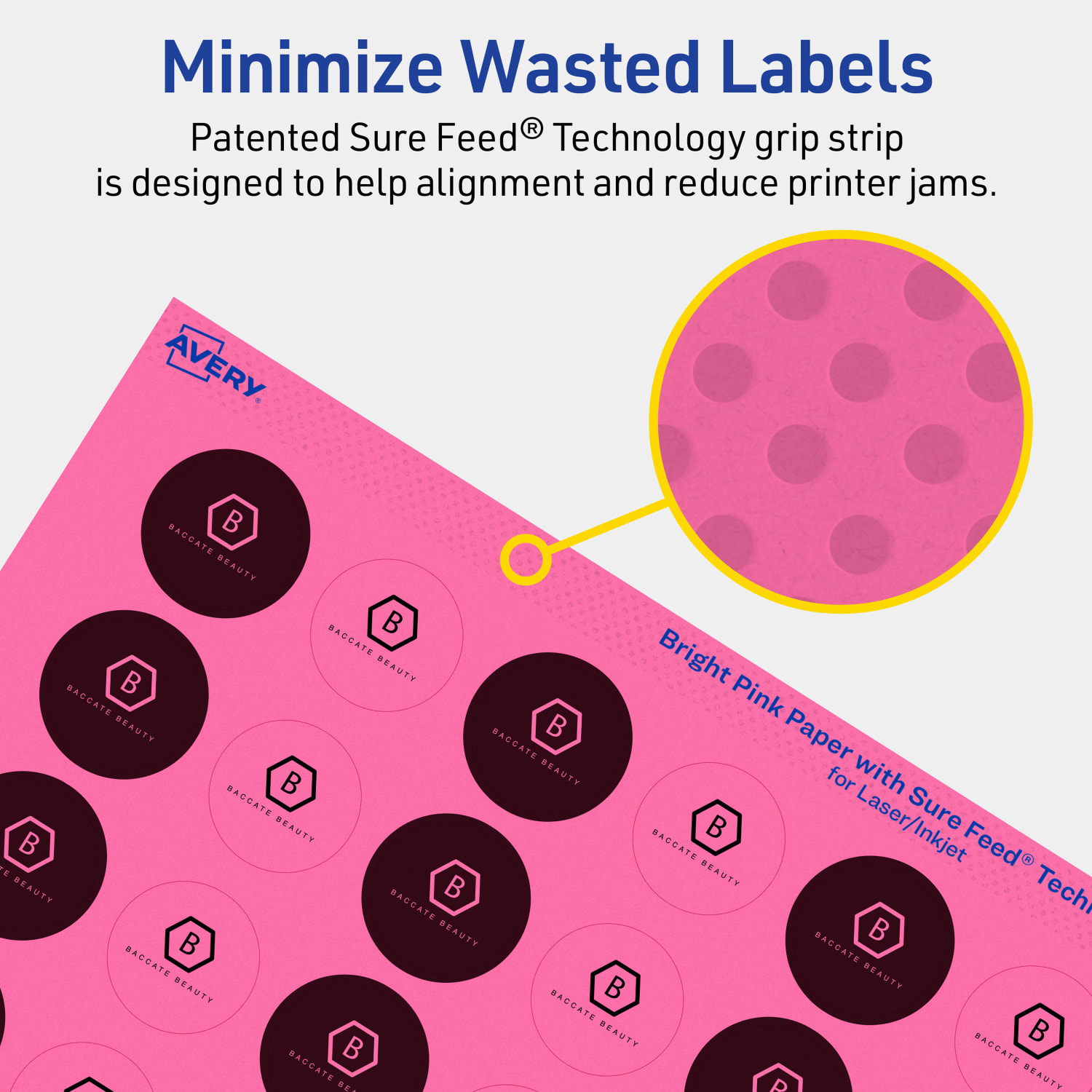 Avery Print-To-The-Edge Labels With Sure Feed Technology And Easy Peel Label Feature, 94500-BPP20, Round, 1in, Matte Bright Pink, Pack of 960 - Image 5