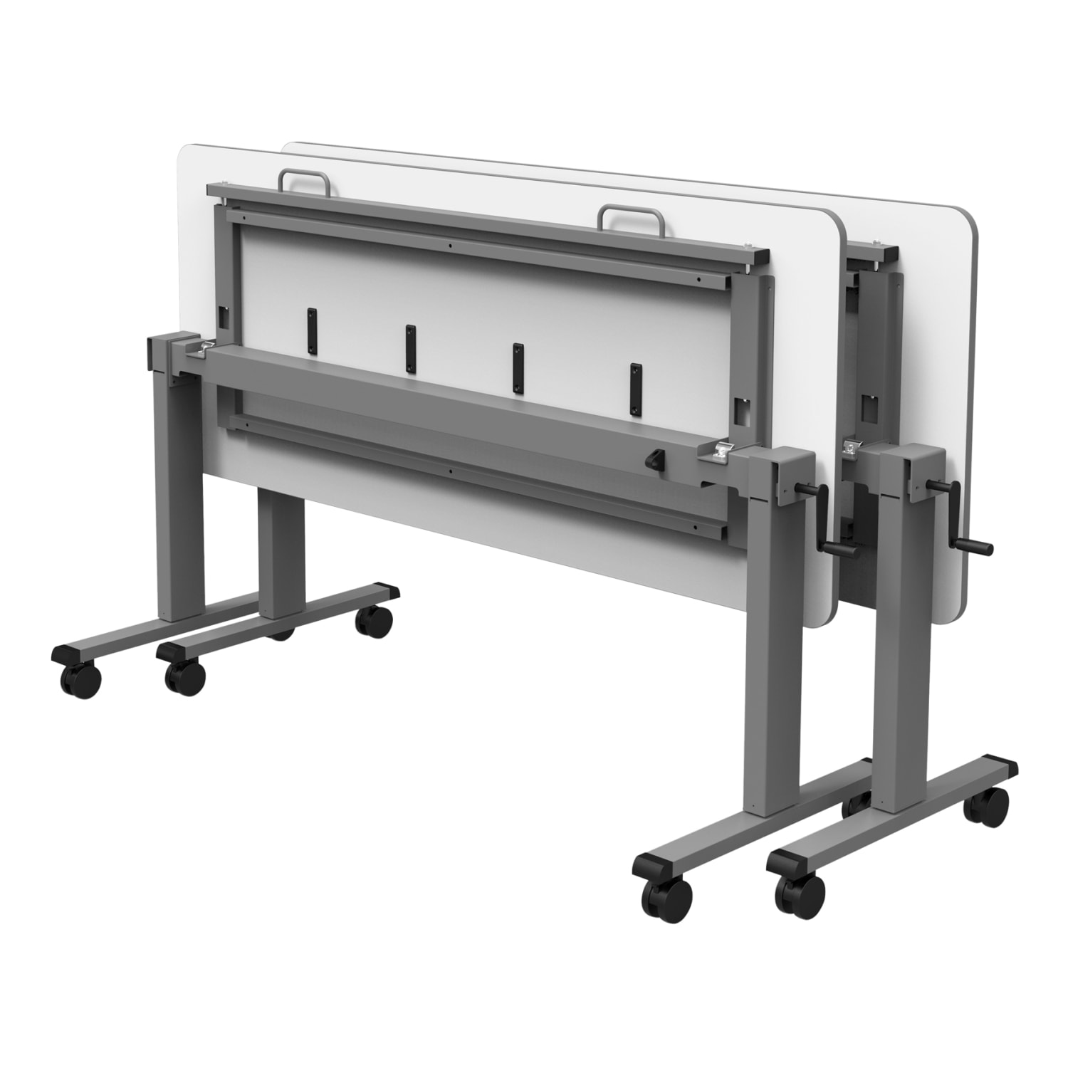Luxor Height-Adjustable Flip-Top Nesting Table Mobile Workstation, 42-1/2inH x 59inW x 23-5/8inD, Gray - Image 3