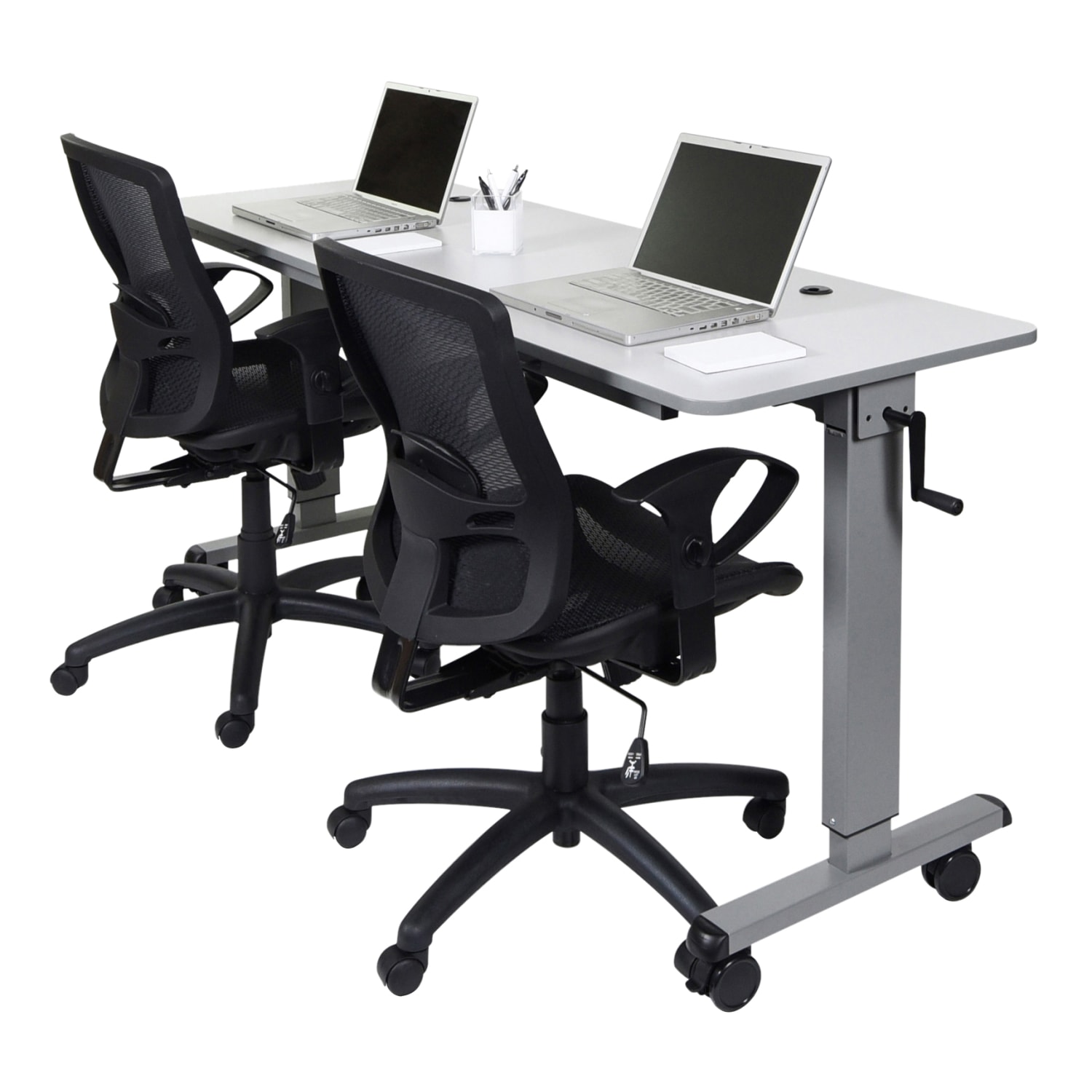 Luxor Height-Adjustable Flip-Top Nesting Table Mobile Workstation, 42-1/2inH x 59inW x 23-5/8inD, Gray - Image 5
