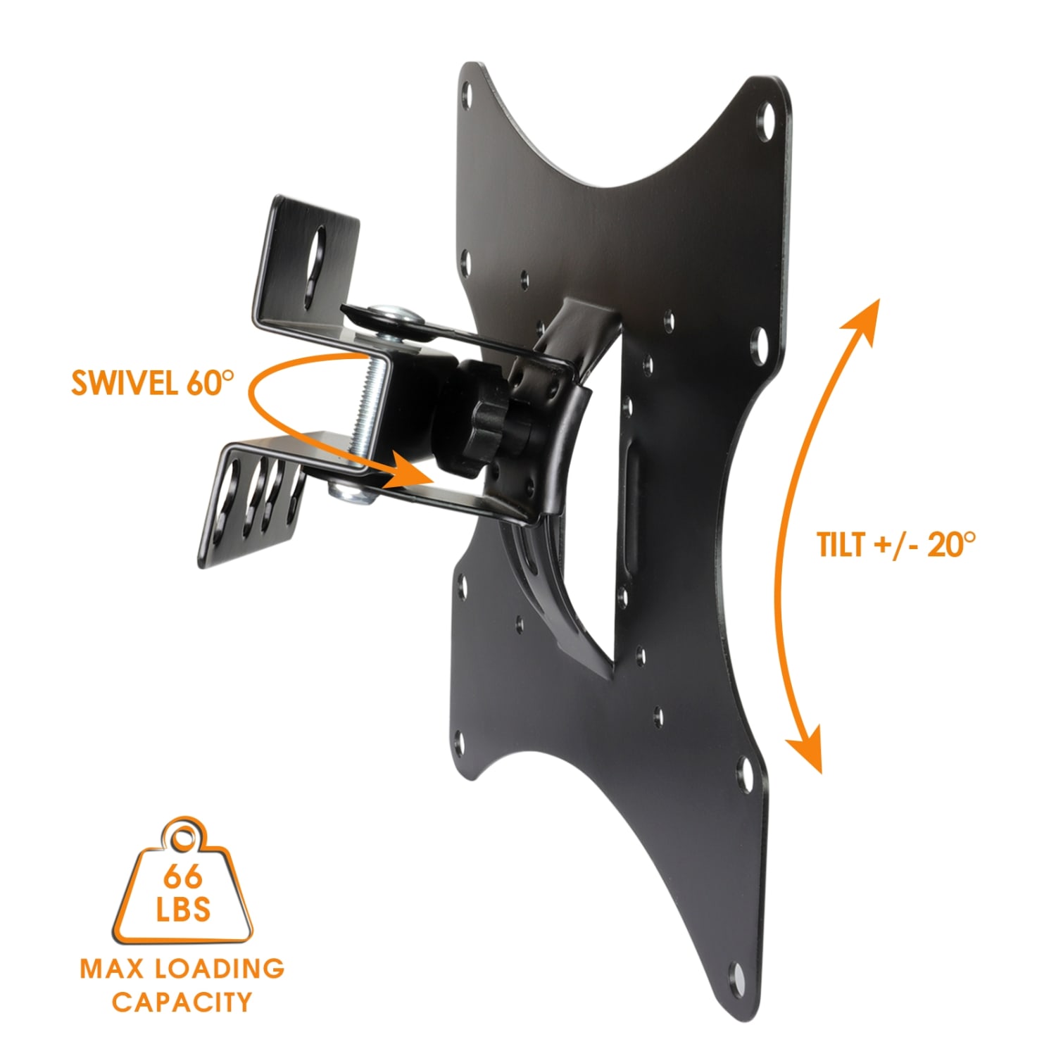 MegaMounts Heavy-Duty Full-Motion Wall Mount For 17 - 42in TVs, 8.25inH x 3.75inW x 3.25inD, Black - Image 3