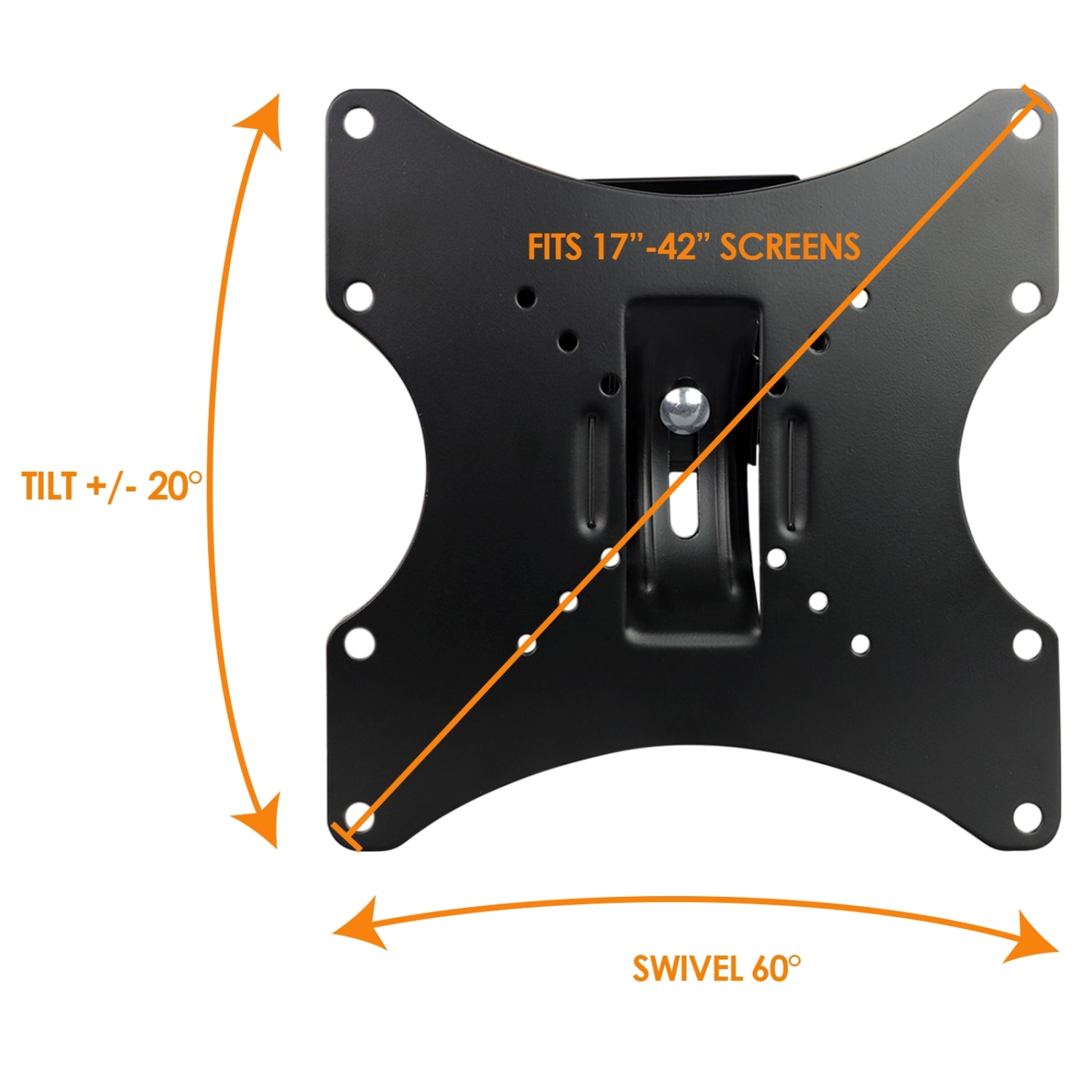 MegaMounts Heavy-Duty Full-Motion Wall Mount For 17 - 42in TVs, 8.25inH x 3.75inW x 3.25inD, Black - Image 5