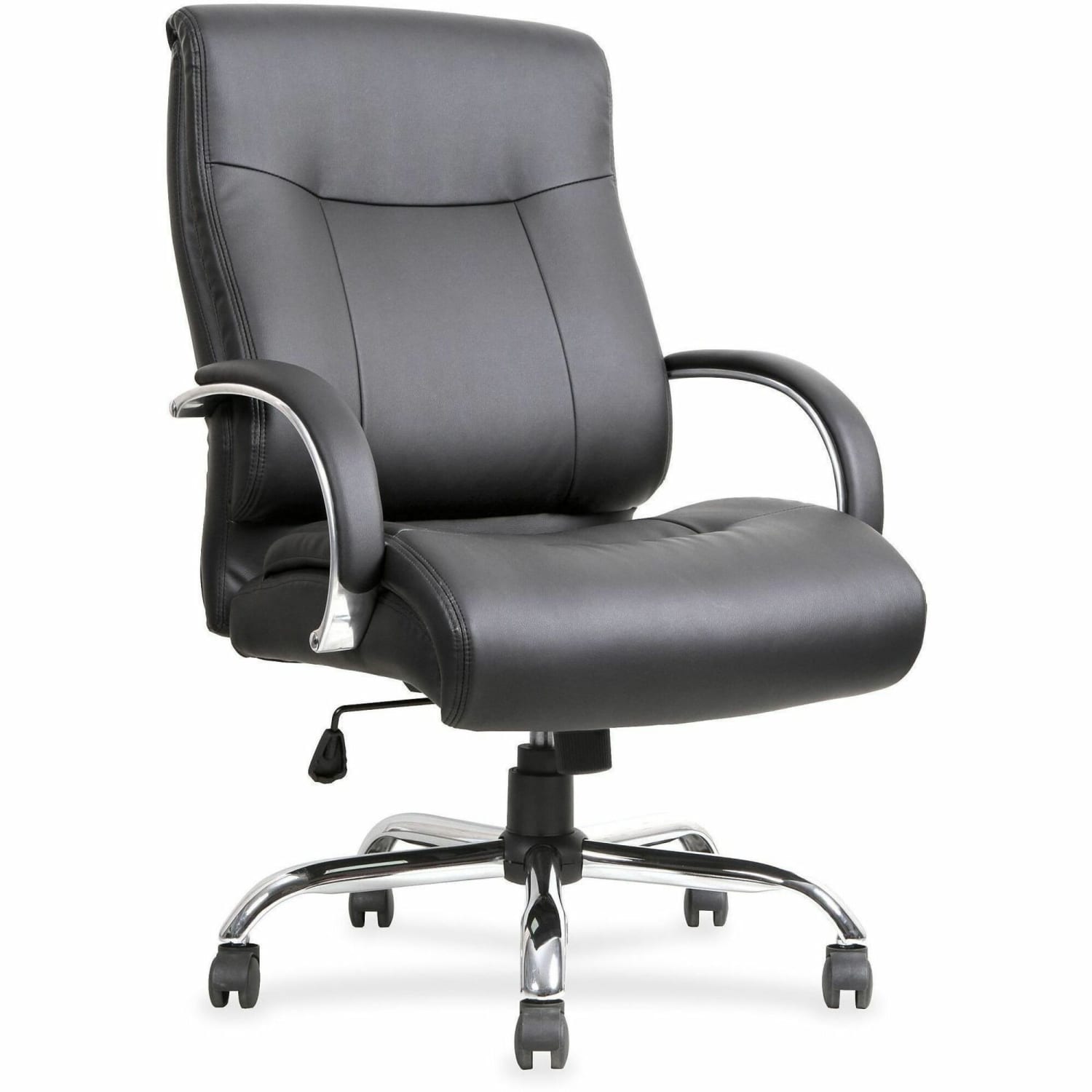 Lorell Big  Tall Deluxe Faux Leather Mid Back Chair Black PopularChairscom