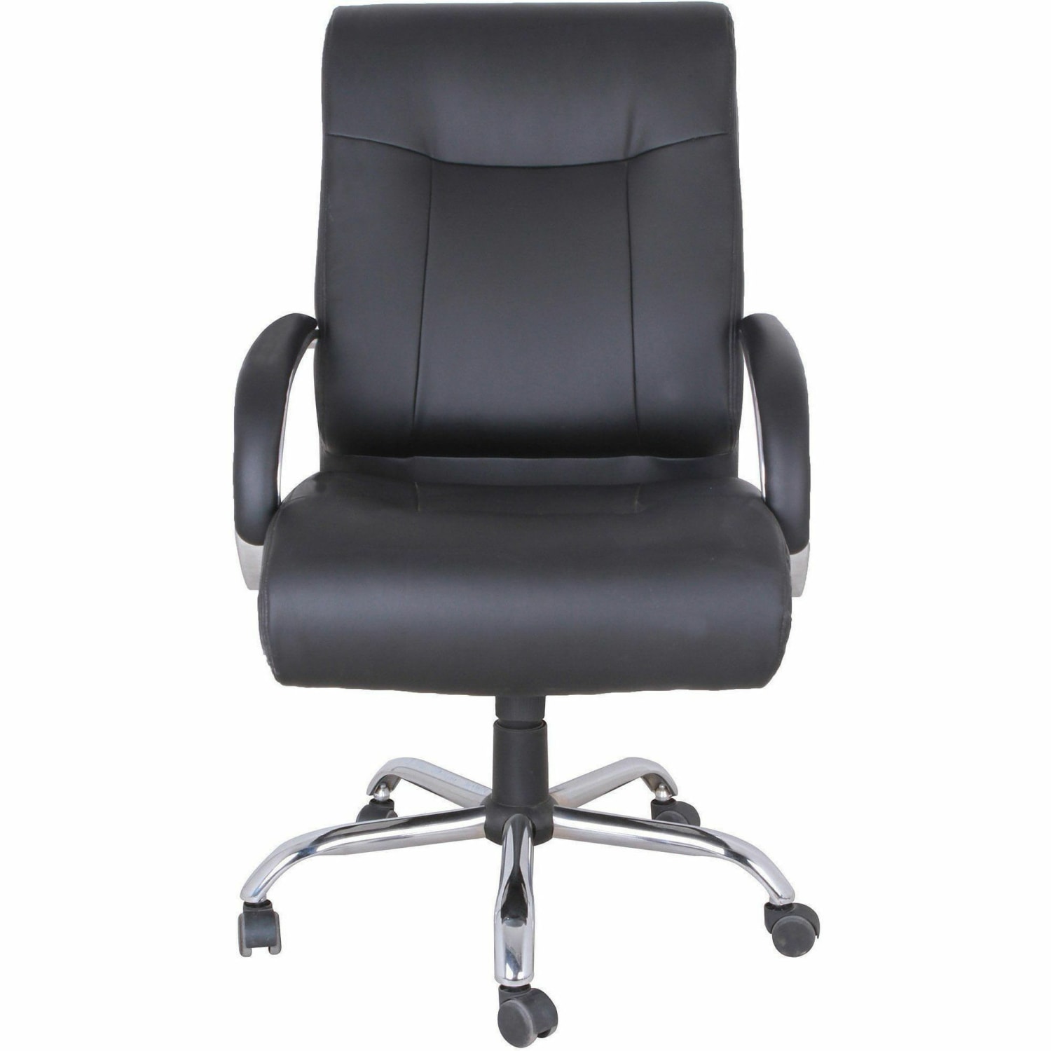 Lorell Big  Tall Deluxe Faux Leather Mid Back Chair Black PopularChairscom
