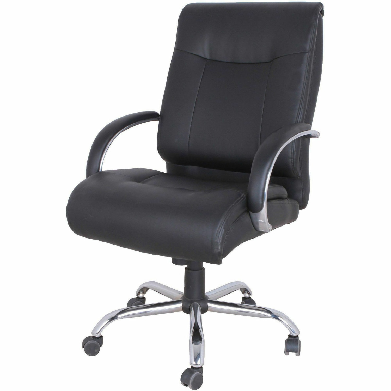 Lorell Big  Tall Deluxe Faux Leather Mid Back Chair Black PopularChairscom
