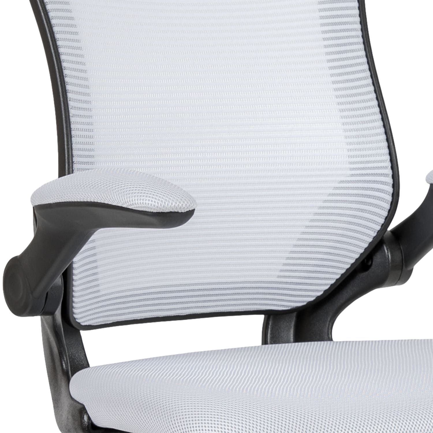 Flash Furniture Mid Back Mesh Ergonomic Drafting Chair with Adjustable Foot Ring and Flip-Up Arms, White - Image 9