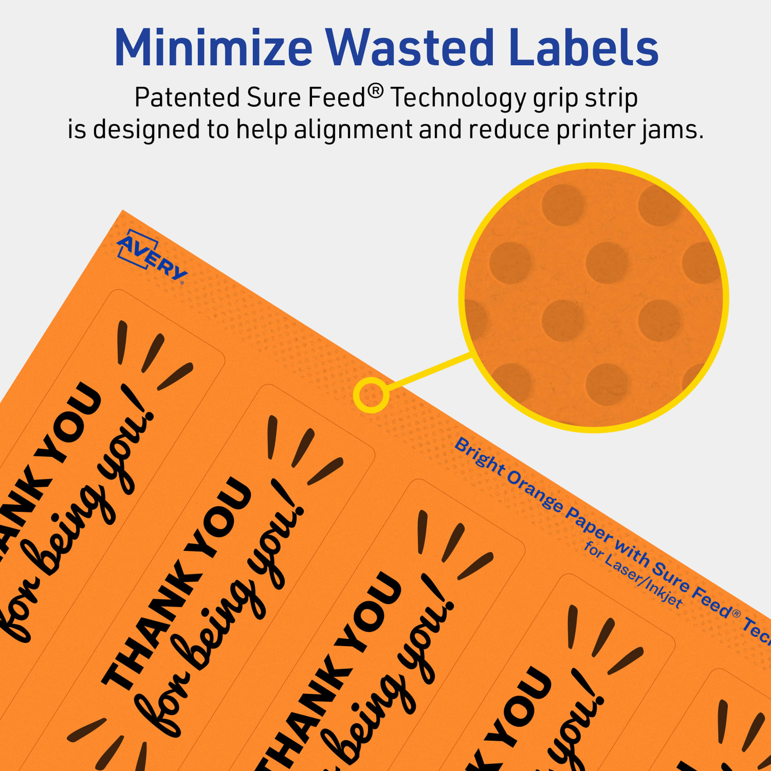 Avery Print-To-The-Edge Labels With Sure Feed Technology, 94262-BOP20, Rectangle, 9-3/4in x 1-1/4in, Matte Bright Orange, Pack of 100 - Image 5