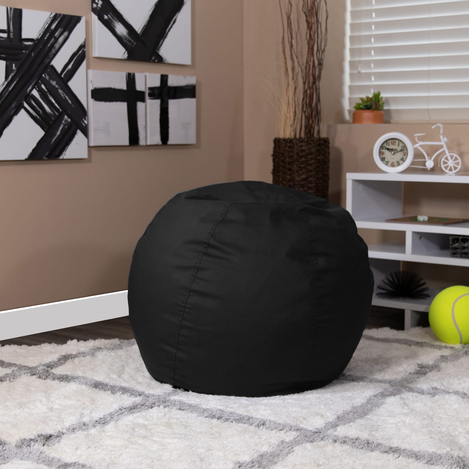 Flash Furniture Small Bean Bag Chair For Kids And Teens Black PopularChairscom