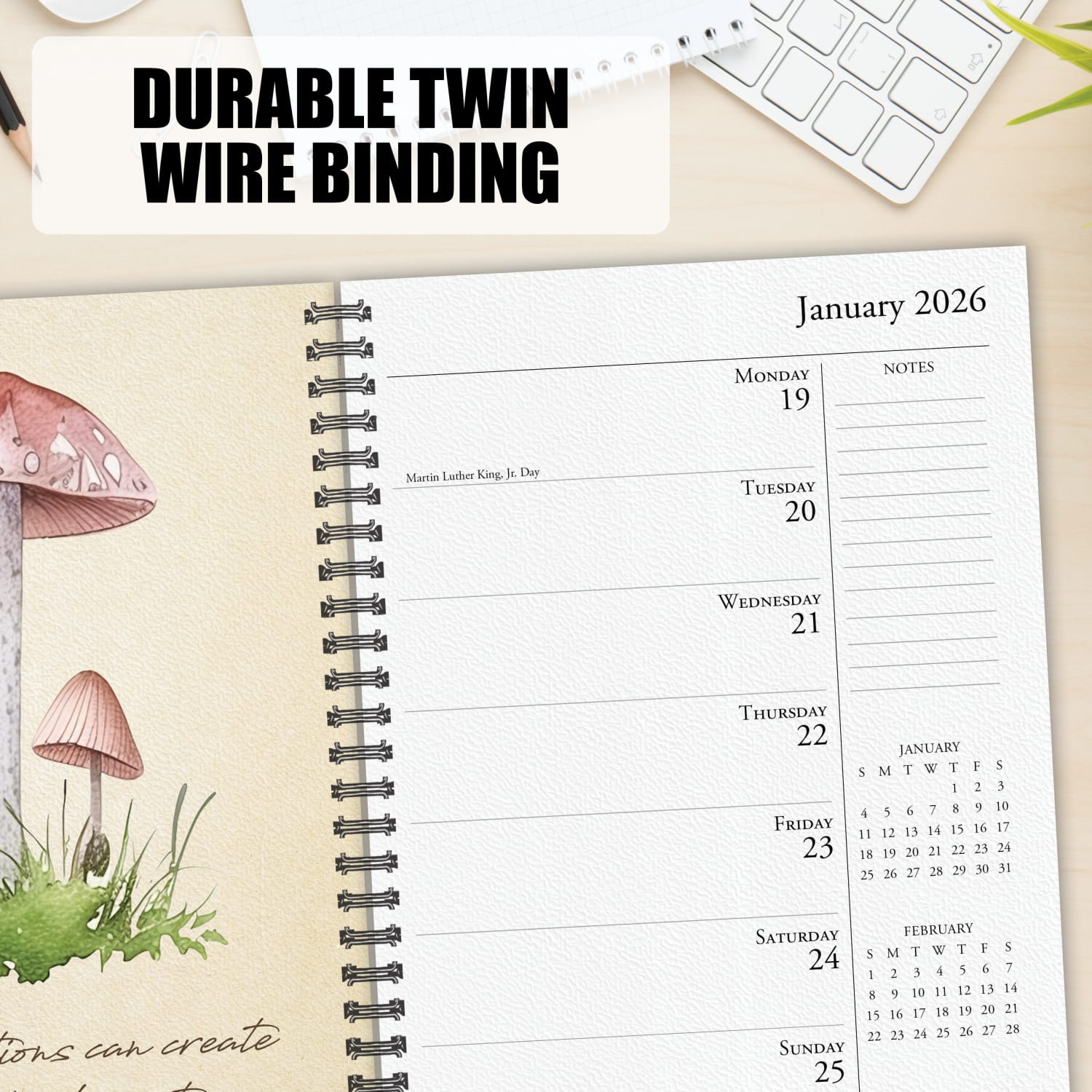 2026 Willow Creek Press Weekly Engagement Calendar, 6-1/2in x 8-1/2in, Art of the Mushroom, January To December, 54567 - Image 5