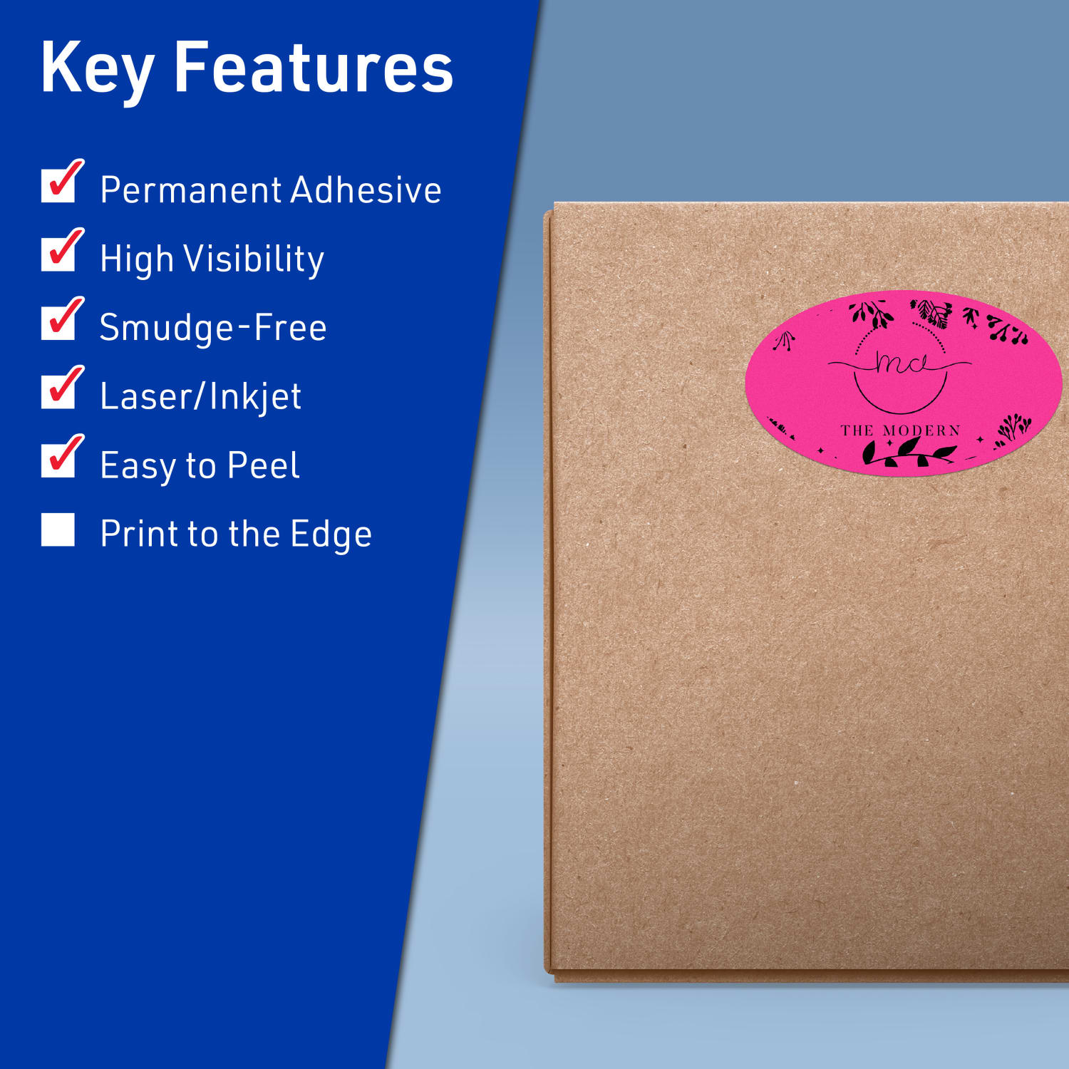 Avery Printable Labels With Sure Feed Technology, 94058-NMP40, Oval, 4-1/4in x 2-1/2in, Matte Neon Magenta, Pack of 240 - Image 3