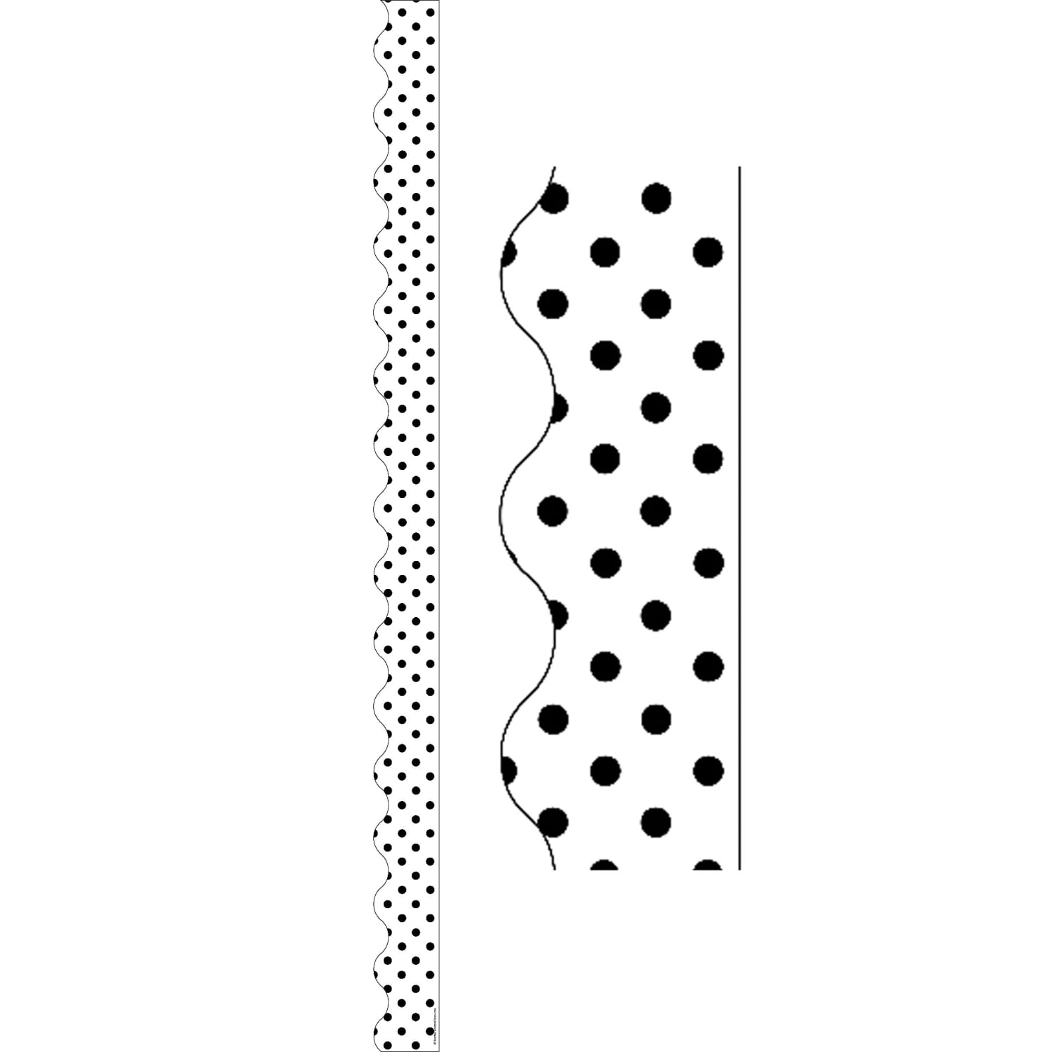 Teacher Created Resources Scalloped Border Trim Packs, 35', Black Polka Dots/White, Set Of 6 Packs - Image 4