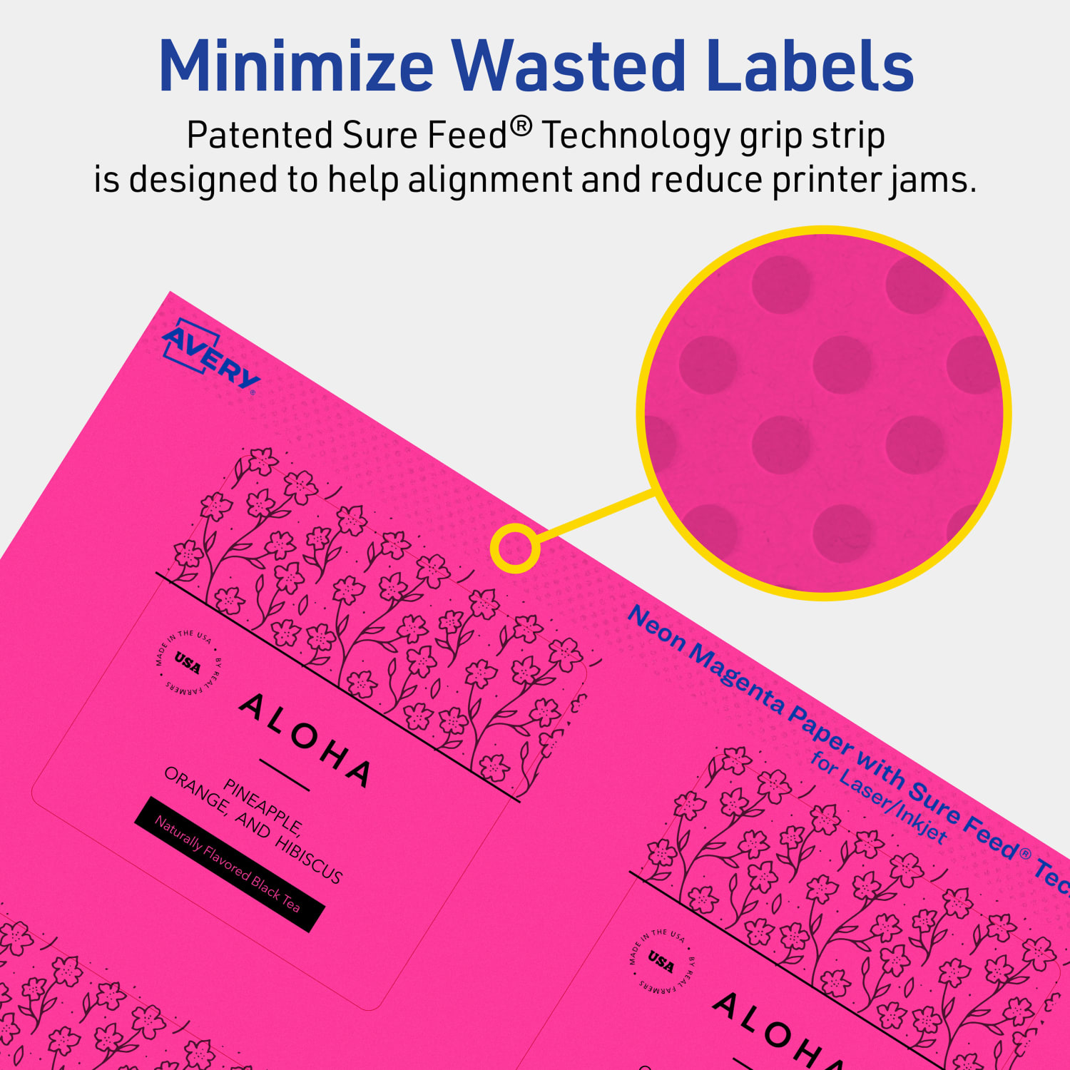 Avery Print-To-The-Edge Labels With Sure Feed Technology And Easy Peel, 94109-NMP20, Square, 2-3/4in x 2-3/4in, Matte Neon Magenta, Pack of 120 - Image 5