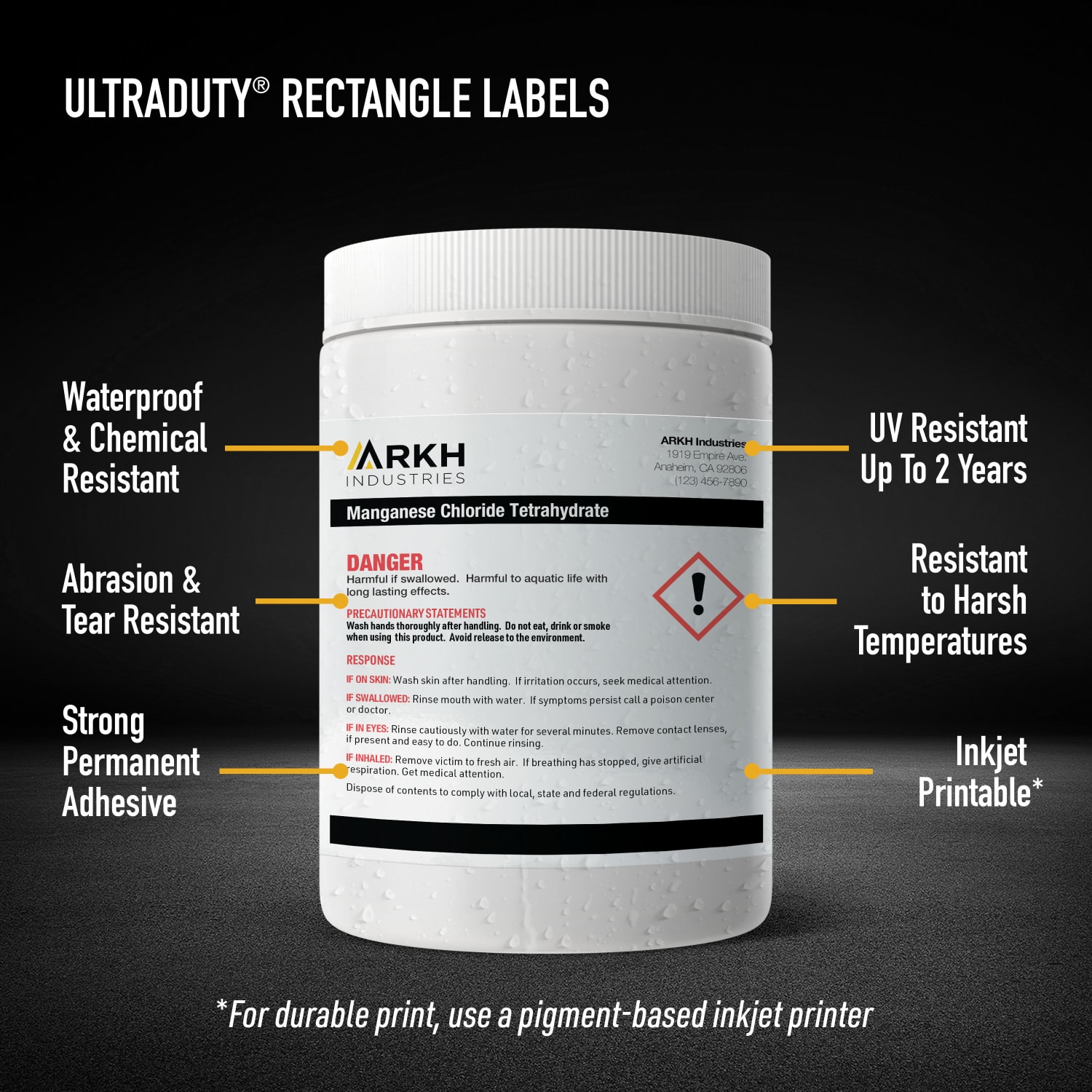 Avery Ultra Duty Permanent GHS Chemical Labels, 97178-WMUI500, Rectangle, 1in x 2in, White, Pack Of 12,000 - Image 3