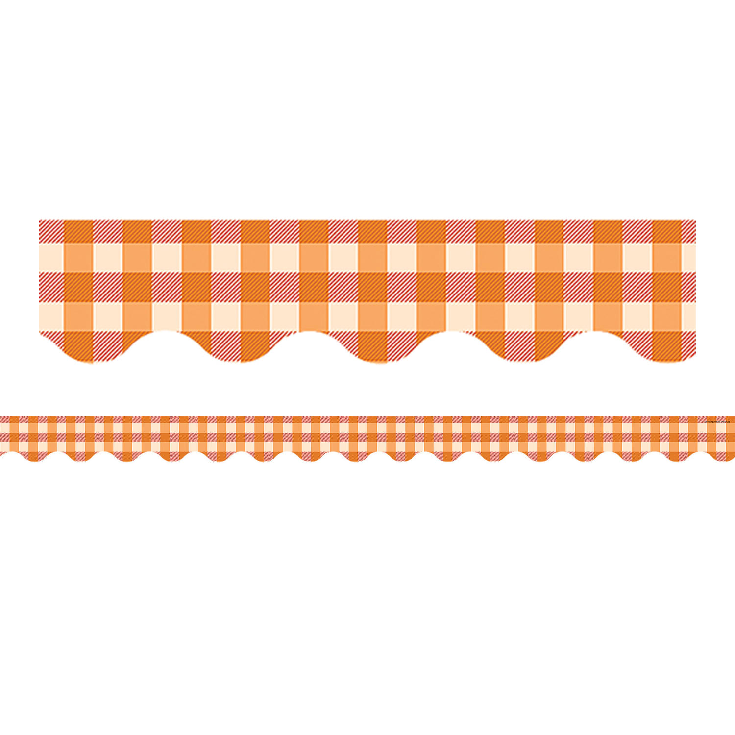 Teacher Created Resources Scalloped Border Trim Pack, 35', Orange Gingham, Set Of 6 Packs - Image 3