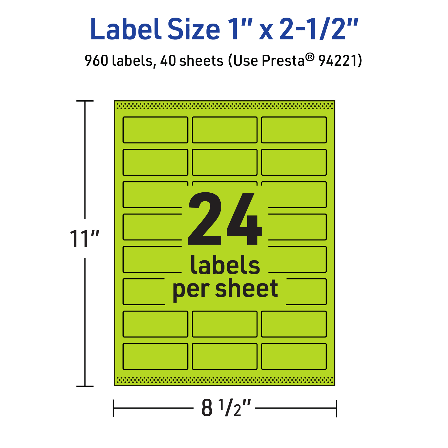 Avery Printable Labels With Sure Feed Technology, 94221-BGP40, Rectangle, 1in x 2-1/2in, Matte Bright Green, Pack of 960 - Image 6