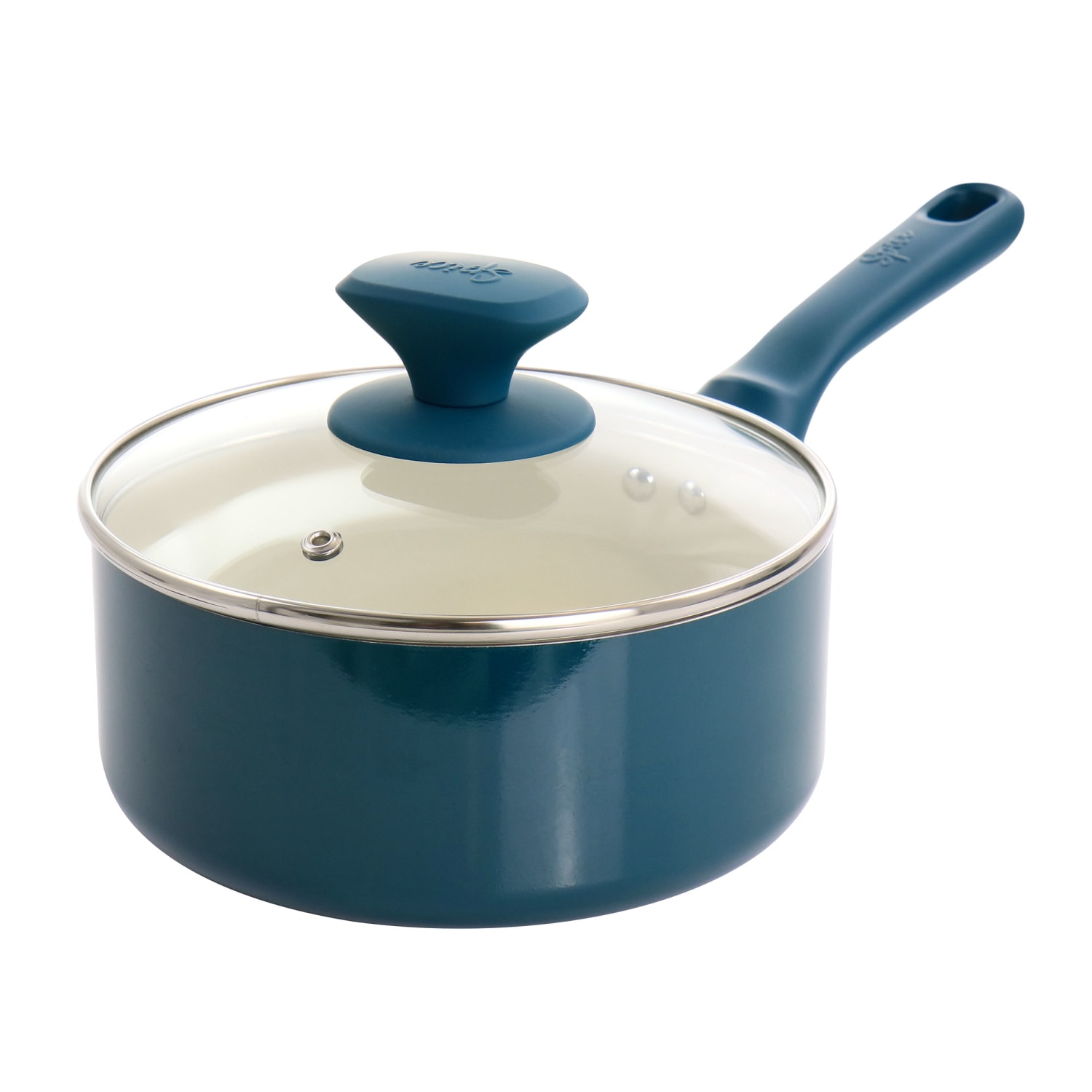 Spice by Tia Mowry Savory Saffron 7-Piece Ceramic Non-Stick Aluminum Cookware Set, Teal - Image 4