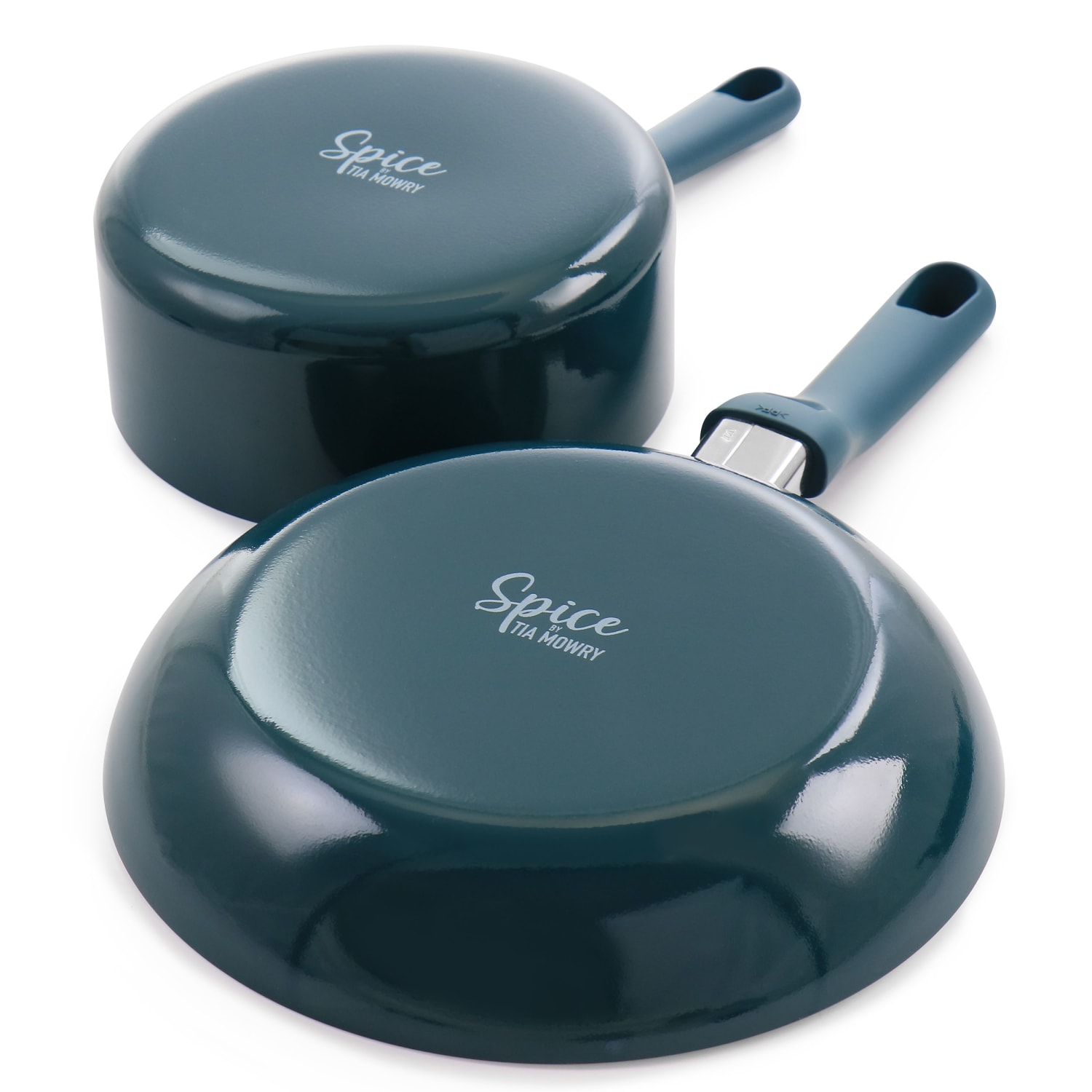 Spice by Tia Mowry Savory Saffron 7-Piece Ceramic Non-Stick Aluminum Cookware Set, Teal - Image 6