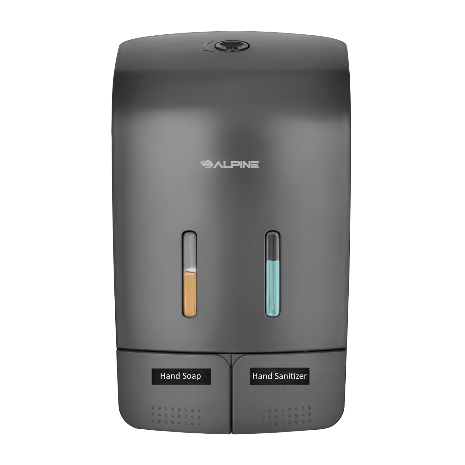 Alpine Wall-Mounted Dual Soap/Hand Sanitizer Dispenser, 9-13/16inH x 5-3/4inW x 3-3/4inD, Gray - Image 3