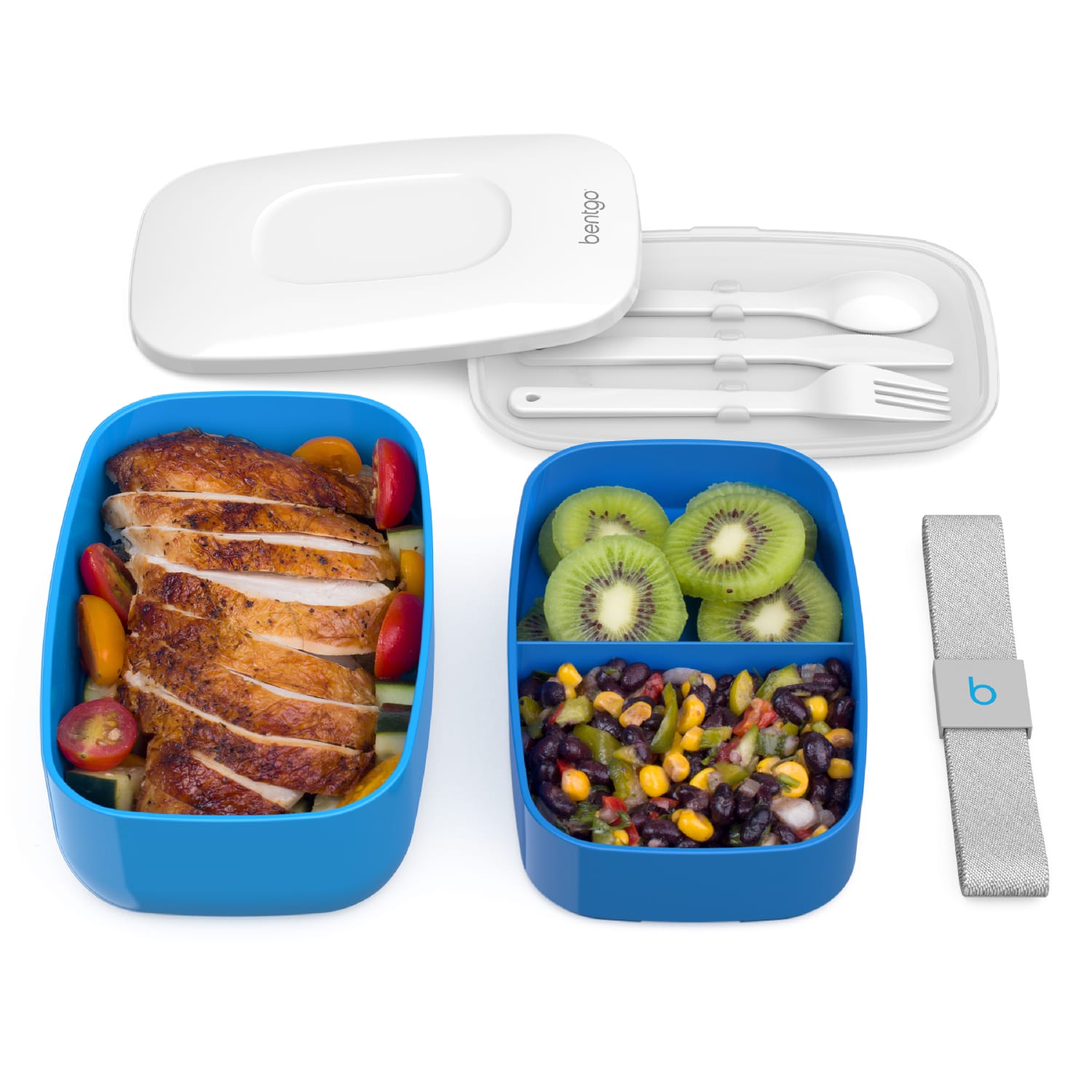Bentgo Classic All-In-One Lunch Box Container, 3-13/16inH x 4-3/4inW x 7-1/8inD, Blue - Image 3