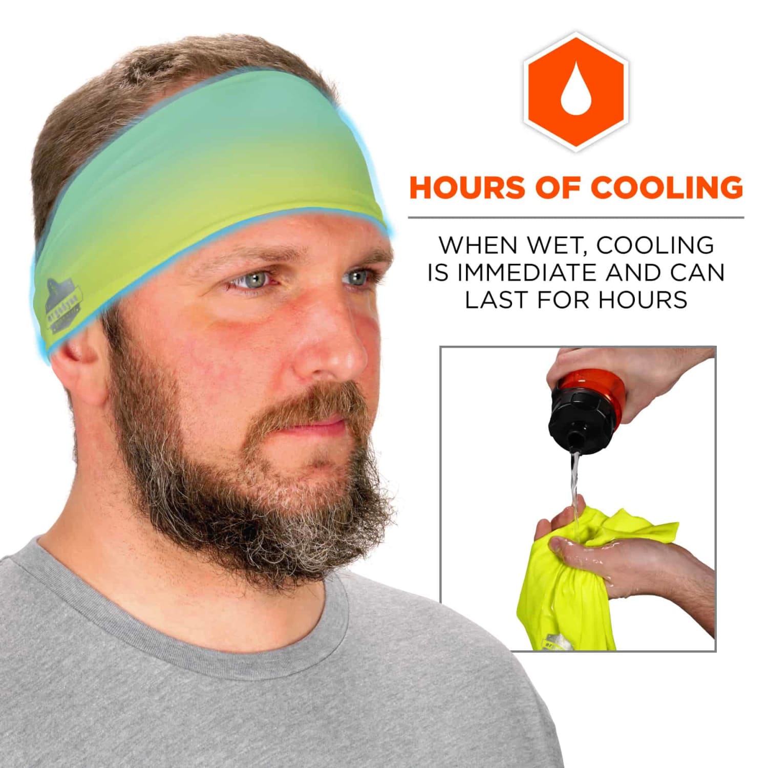 Ergodyne Chill-Its 6634 Cooling Headband, One Size, Lime - Image 4