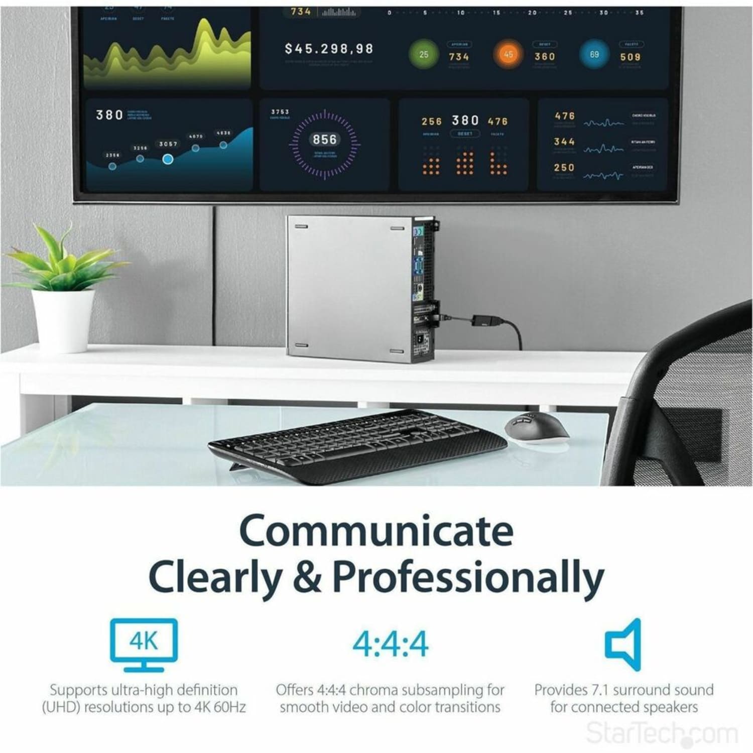 StarTech.com DisplayPort to HDMI Adapter, 4K 60Hz Active DP 1.4 to HDMI 2.0 Video Converter - DP2HD4K60S - Image 4