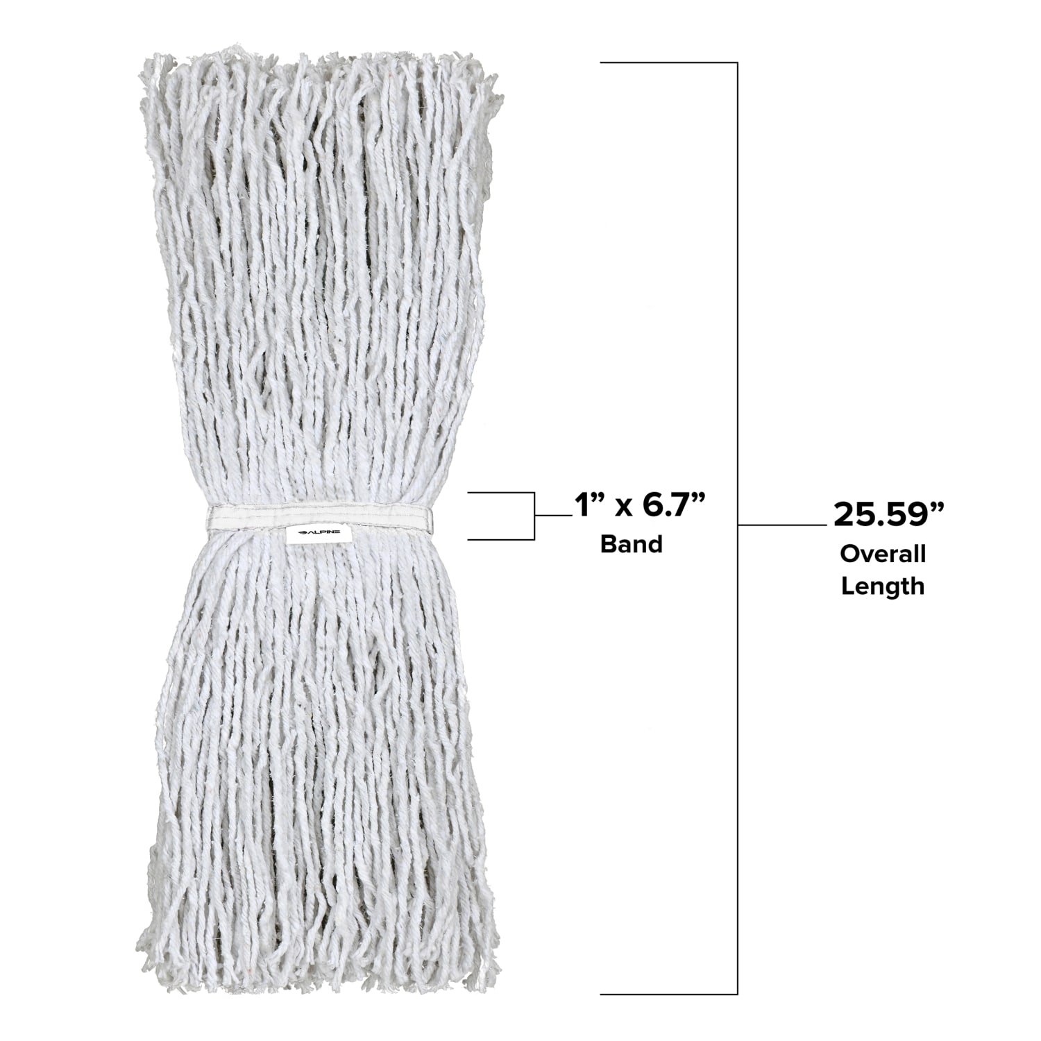 Alpine Industries Cotton Cut-End Mop Heads With 1in Band, 24 Oz, White, Set Of 12 Heads - Image 4