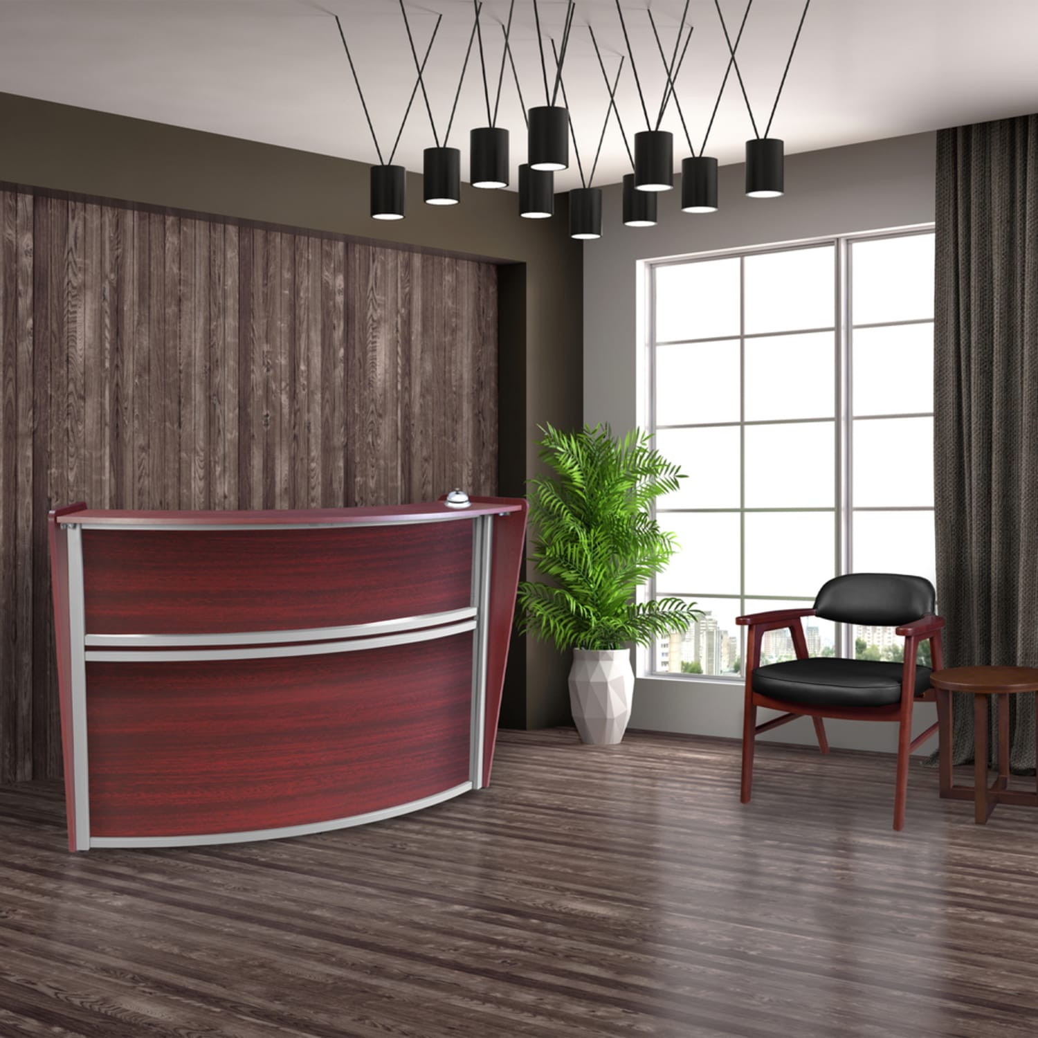 Regency Marque 72inW Single-Unit Curved Reception Desk Workstation, Mahogany - Image 3