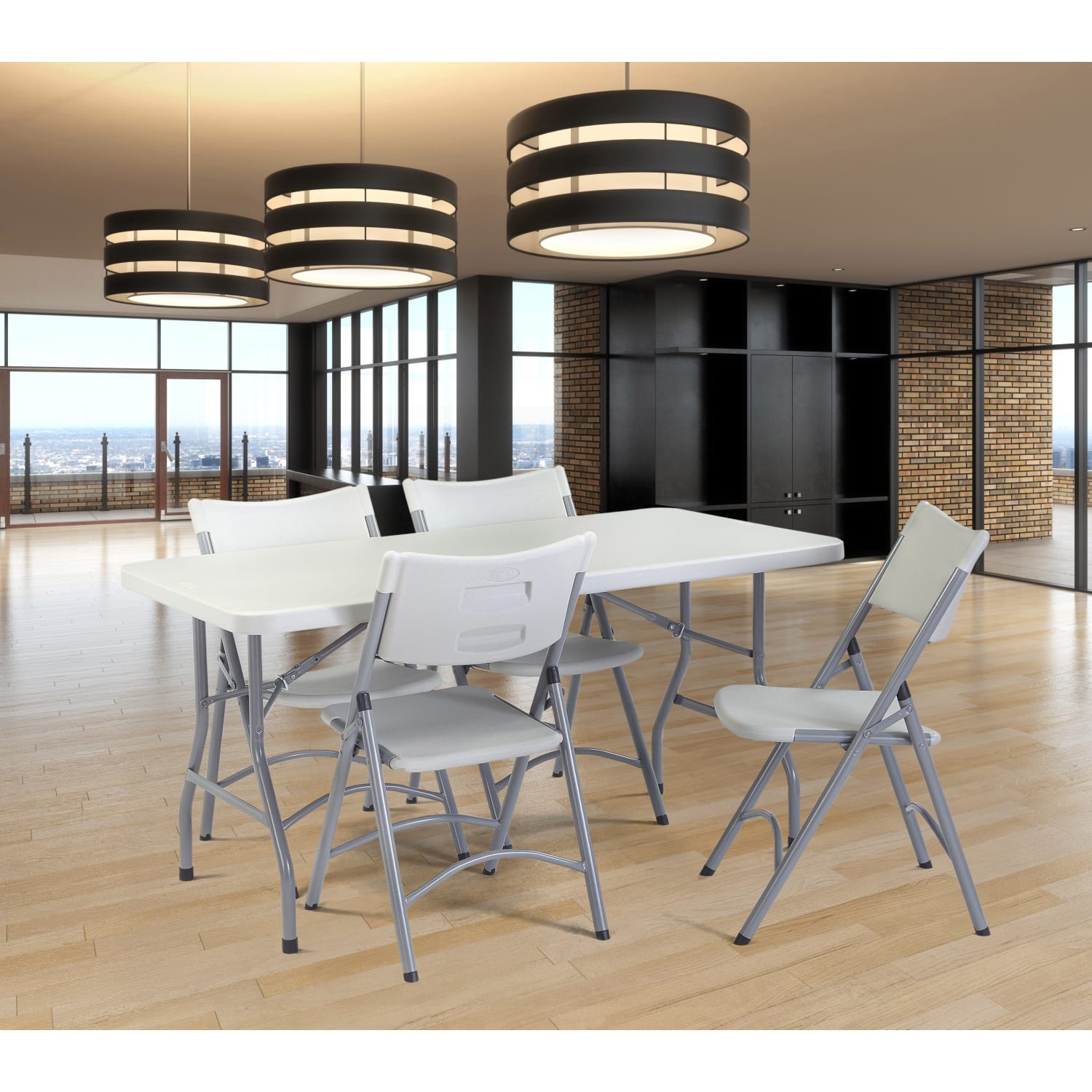 National Public Seating Blow-Molded Folding Table, Rectangular, 60inW x 30inD, Light Gray/Gray - Image 6