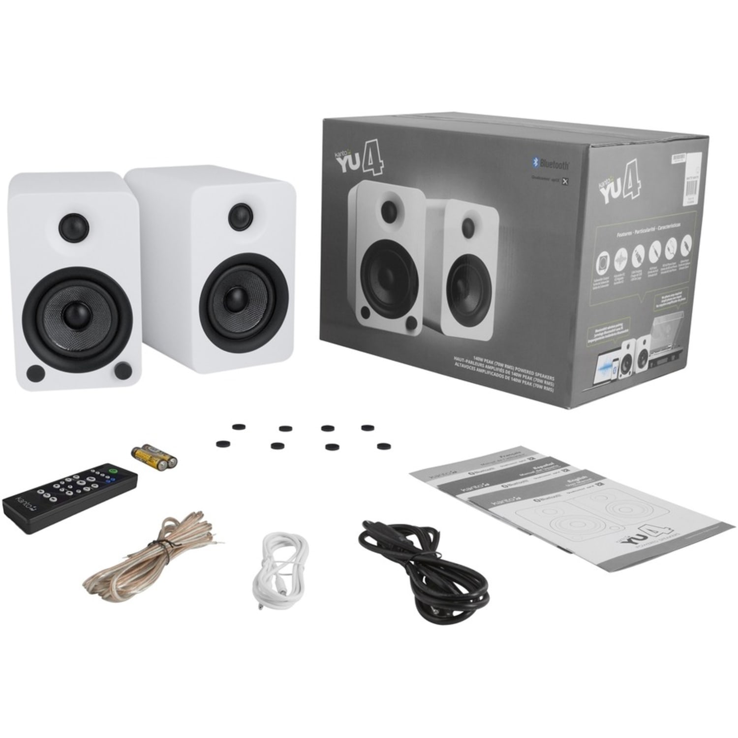 Kanto YU4MW 2.0 Bluetooth Speaker System - 70 W RMS - Matte White - Bookshelf - 60 Hz to 20 kHz - USB - Image 6