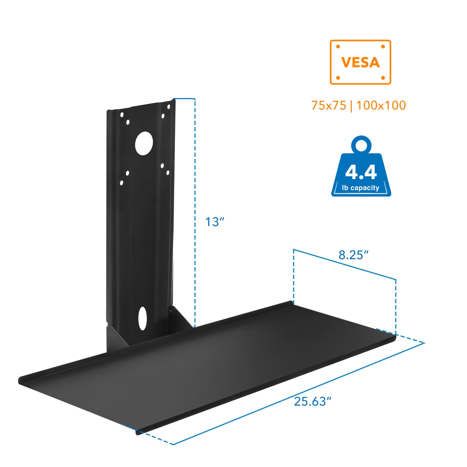 Mount-It! MI-7917 Monitor And Keyboard Wall Mount, 8-13/16inH x 27inW x 3-1/4inD, Black - Image 6