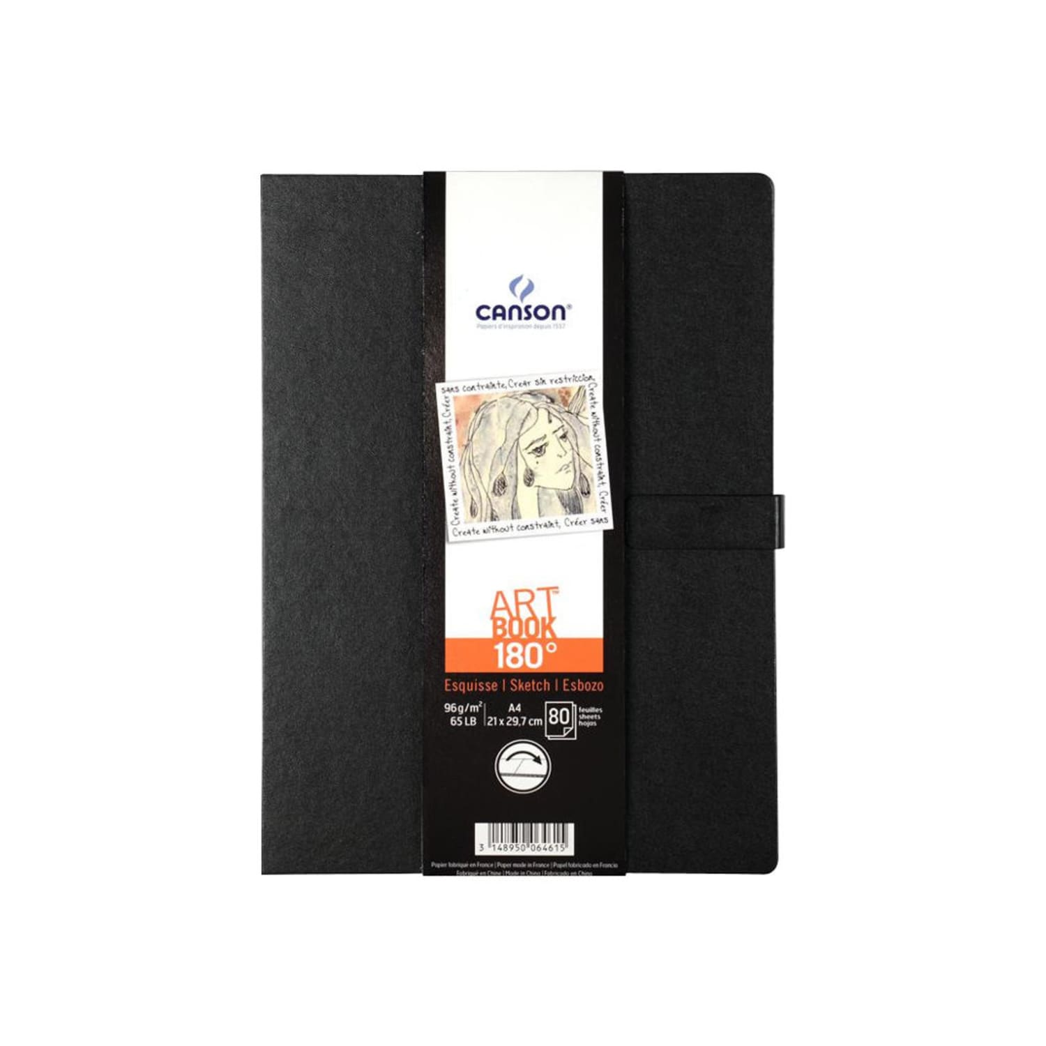 Canson 180-Degree Hardbound Sketchbook, 8 5/16in x 11 11/16in, Black - Image 3